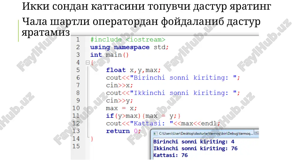 2-ma’ruza.tarmoqlanish va takrorlanish operatorlari. funksiya va massivlar. - Page 5