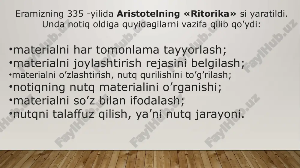 va notiq bo’lishi lozim». har bir notiq o’z nutqi ustida ko’p mashq qilishi xalq oldida nutq so’zlaganda yoqimli va bamani gapirishi, xalqning e’tiborini qozonishi zarur. «xalq oldida gapirganda so’zing go’zal bo’lsin, bu so’zni xalq qabul qilsin. haloyik sening so’z bilan baland darajaga erishganingni bilsin, chunki kishining martabasini so’z orqali biladilar, … har kishining aholi o’z so’zi ostida yashiringan bo’ladi». kaykovusning notiq so’zning ma’nolarini har tomonlama o’rgangan bo’lishi kerak, deb hisoblaydi: «ey, farzand, so’zning yuz va orqa tomonini bilgin, ularga rioya qilgin, so’zlaganingda ma’noli gapir, bu notiqlikning alomatidir. agar gapirgan vaqtingda so’zning qanday ma’noga ega ekanini bilmasang, qushga o’xshaysan, bunday qushni to’ti deydilar!. shunday kishini notiq (suxanguy) deymizki, uning har so’zi xalqqa tushunarli bo’lsin va xalqning har so’zi unga ham ma’lum bo’lsin. o’ylamasdan so’zlama, har bir so’zni o’ylab gapir, to aytgan so’zingdan pushaymon bo’lmagaysan. agar so’zni va ilmni yaxshi bilsang ham, hech bir so’zni buzma to’g’ri ta’rifla. so’zni bir xilda gapir». …