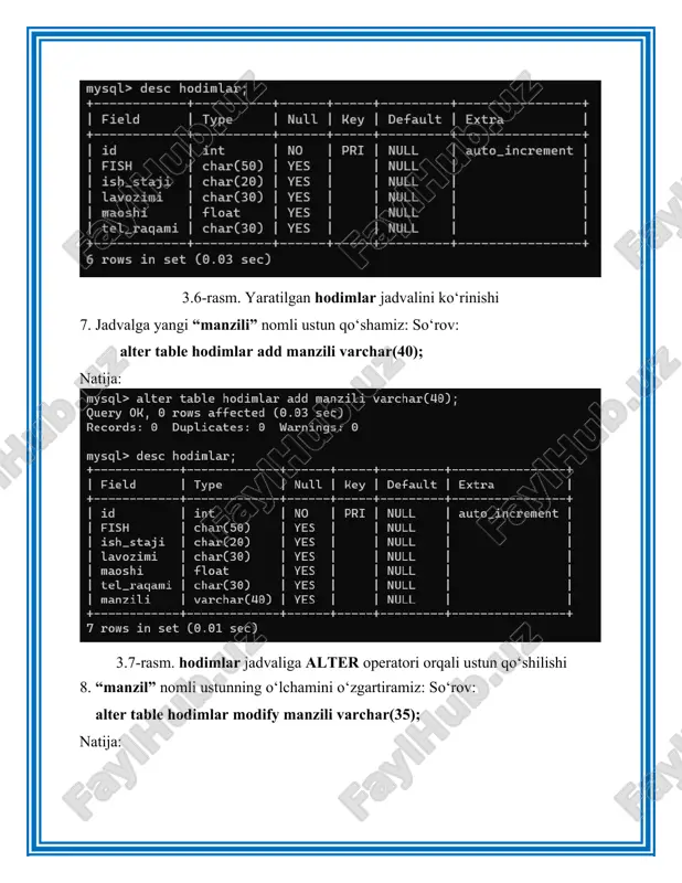 sql tilida jadvallar yaratish, o‘zgartirish va o‘chirish - Page 5