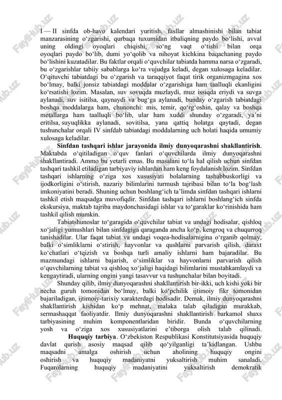 xalq og‘zaki ijodi — naql va afsonalarda gavdalantirilgan ijtimoiy ongning asosiy shaklidir. mifologik dunyoqarash ilm-fan taraqqiy etmagan vaziyatda keng tarqalgan ijtimoiy ongning shakli bo‘lib, uning kelib chiqish sababining asosini insonning o‘zini qurshab turgan olamdan ajralib qarashga ojizligi tashkil etadi. shuning uchun ham mifologik dunyoqarashda jamiyat bilan tabiat, jonli bilan jonsiz narsalar bir xil tarzda ifodalanadi. diniy dunyoqarashning o‘ziga xos xususiyati shundaki, u tabiiy va ijtimoiy hodisalar mohiyatini ularning o‘zidan emas, balki xudoning qudrati bilan tushuntiradi. u hamma narsada va har qayerda ilohiy kuchlarning ta’siri, mo‘jizaviy kuchi bor, deb uqtiradi. diniy dunyoqarashning mohiyati dindorlar uchun muqaddas bo‘lib hisoblangan adabiyotlarda o‘z aksini topgan. falsafiy dunyoqarash — bu olam haqidagi yaxlit va sistemalashtirilgan bilimlar yig‘indisidir. mifologik va diniy dunyoqarash hissiy a’zolarimiz orqali erishilgan ma’lumotlar asosida shakllansa, falsafiy dunyoqarash hissiy va aqliy a’zolarimiz tufayli ilm-fan yordamida to‘plangan bilimlar yig‘indisidir. ta’lim jarayonida ilmiy dunyoqarashni shakllantirish. yosh avlodda ilmiy dunyoqarashni shakllantirish hamma davrlarda millatning ilg‘or kishilari …