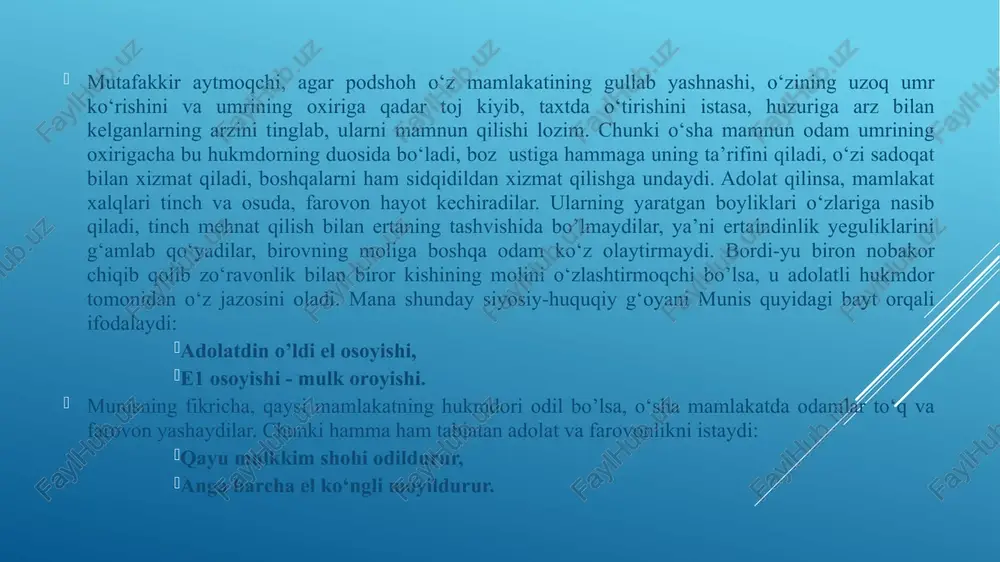 sifatida bolalarni savodxonligini va husnixatini yaxshilash yo’lida ko‘p izlanadi va yoshlarga husnixatdan ta’lim berib, ≪bilgancha surub qalamni har yon, ta’lim ishin aylar erdi oson≫ deydi. ≪bilimning beshigi alifbe≫ deganlaridek munis ham ta’limdagi muvaffaqiyatlarning garovi savod ekanligini tushungan va shuning uchun ≪umumi arqom≫ yozuv ilmini yaratishga bel bogiagan. munisning ≪savodi ta’lim≫ asari ana shu tarzda 1804-yil 6- dekabrda vujudga keladi. bu asar asos e’tibori bilan husnixatga oid bo’lsa-da, unda munisning o‘z muallimi ibn xojib haqida, yozuvning madaniyat taraqqiyotidagi roli, xususan, husnixat ta’limi va umuman, didaktik ta’lim to‘g‘risida qimmatli fikrlar mavjud. shuni ham ta’kidlab o‘tish kerakki, bu mavzuga bag‘ishlangan forscha risola xo‘ja mirali tabriziy tomonidan ham yozilgan edi. xo‘ja mirali tabriziyning xat ta’limi haqidagi nazmiy risolasi juda kichik hajmda bo’lib, unda faqat harflarning o’lchovigina bayon qilingan va u toshkent, qozon va boshqa shaharlarda tez-tez nashr qilinib turgan ≪mufradot≫larda berib borilgan. munis ≪savodi ta’lim≫ risolasini yozishidan maqsadini shunday izohlaydi: to ilgima tushti bir …