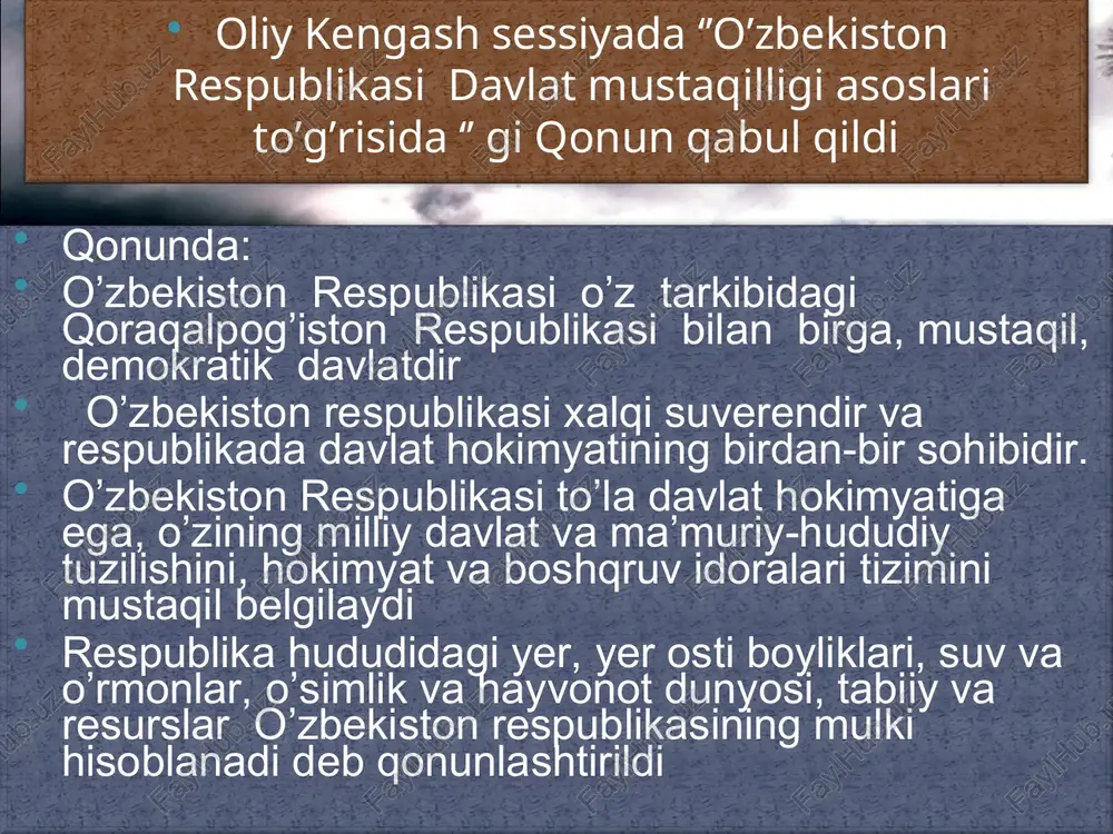 -yil dekabrda saylovlar bo’lib o’tdi. saylovlarda 7 ta subyekt, beshta siyosiy partiya, hokimyat vakillik organlari va saylovchi tashabbuskor guruhlardan 1010 nafar nomzod qatnashdi. oliy majlisga o’zbekiston xalq demokratik partiyasidan 48, ‘’fidokorlar’’ milliy demokratik partiyasidan 34, ‘’vatan taraqqiyoti’’ partiyasidan 20, ‘’adolat’’ sotsial-demokratik partiyasidan 11, ‘’milliy tiklanish’’ demokratik partiyasidan 10, hokimiyat vakillik organlaridan 111 va saylovchilar tashabbus guruhlaridan 16 nafar vakil deputat etib saylandi. ikki palatali parlamentninig shakllantirilishi prezident islom karimov 2000-yil 25-may kuni ikkinchi chaqiriq o’zbekiston respublikasi oliy majlisining ikkinchi sessiyasida doimiy asosda ishlaydigan ikki palatali parlament tizimiga o’tishni taklif qildi. 2001-yil 6-7-dekabr kunlari bo’lib o’tgan oliy majlisning yettinchi sessiyasida ikki palatali parlament tuzish masalasi muhokama qilindi va parlamentni ikki palatali qilib tuzish zarur, degan xulosaga kelindi. quyi palata-qonunchilik palatasi, yuqori palata esa – senat deb ataldi. 2002-yil 4-5-aprel kunlari bo’lib o’tgan oliy majlisning sakkizinchi sessiyasida ‘’referendum yakunlari va davlat hokimiyati tashkil etishning asosiy prisplari to’g’risida’’ konstitutsiyaviy qonun qabul qilindi. qonunda …