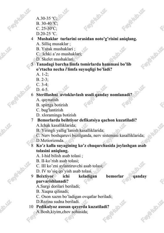 koxlear nevrit rivojlanishiga kaysi kasbiy omil ta’sir etadi ? a. xavoning changlanganligi; b. ovoz zo‘riqishi; c. ko‘z charchashi; d. shovqin va vibratsiya. 20 o‘rta quloq suyak devorining destruktiv o‘zgarishida qaysi nerv shikastlanadi: a. yuz nervi; b. uch shoxli nerv; c. nog‘ora tori; d. eshituv nervi.