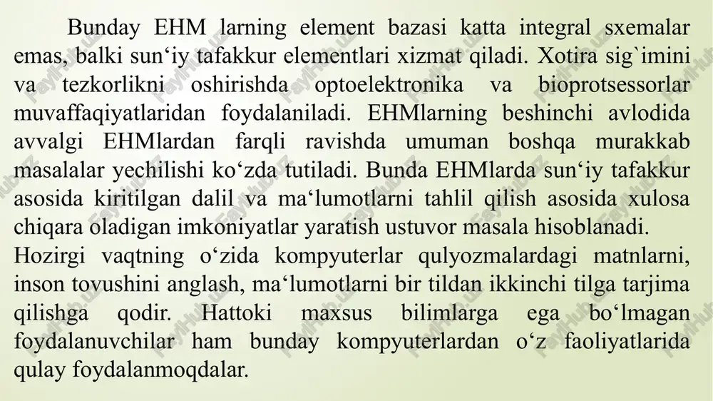 lari (operativ xotira, vinchester turi, diskovodlar va shu kabilar) saqlanadi. uni ko‘pincha yarim doimiy xotira ham deb atashadi. chipset – tizimli plata arxitekturasi joylashtirilgan juda kata mikrosxemalar to‘plami. slotlar (shinalar) – kontroller va adapterlarni o‘ rnatish uchun ishlatiladi. bu boshqa mikrosxemalar joylashtirilgan yordamchi integral mikrosxemadir. ular kompyuterning ichki tuzilishini shakllantirish uchun maxsus ishlab chiqilgan; ba'zi ishlab chiquvchilar uni arxitekturasining ajralmas qismi sifatida joylashtiradilar. ular anakartda joylashgan va chaqirilgan chipset anakart, masalan, kengaytirilgan kartalar, usb port, xotira, sichqoncha bilan aloqa o'rnatganimiz kabi, ushbu plataning boshqa tarkibiy qismlari bilan aloqaning bir qismidir. klaviatura, boshqa qurilmalar qatorida. bugungi kunda chipsetlar to'g'ridan-to'g'ri birlashtirilgan va ikkitagacha integral mikrosxemalar kiritilgan. biroq, ular protsessor va mikroprotsessordan biroz kattaroqdir. shu tarzda, chipset anakartning xususiyatlarini yaxshilashga yordam beradi. xuddi shu tarzda, u protsessorda amalga oshiriladigan barcha harakatlarni boshqarishga yordam beradi, bu esa ishda ko'proq samaradorlikni keltirib chiqaradi. axborotlarni jamlovchi va saqlovchi qurilmalar – ma‘lumotlarni kiritish va chiqarish hamda saqlash …