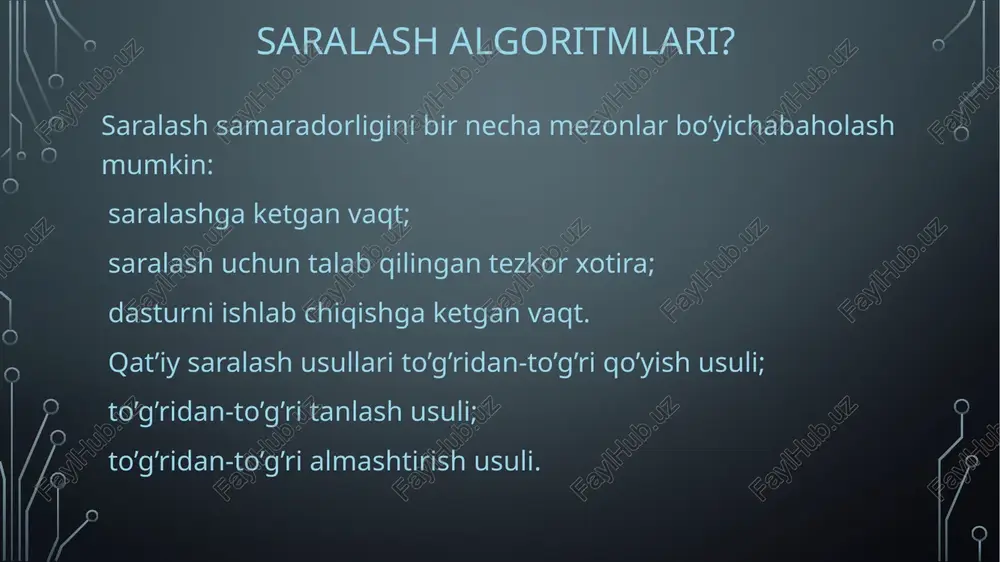 saralashning yaxshilangan usullari va ularning samaradorligi - Page 5
