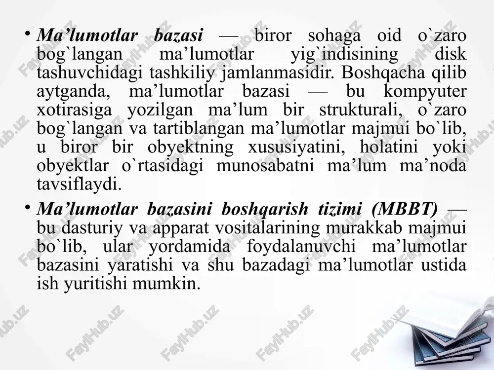ma`lumotlar bazasini boshqarish tizimlari - Page 5
