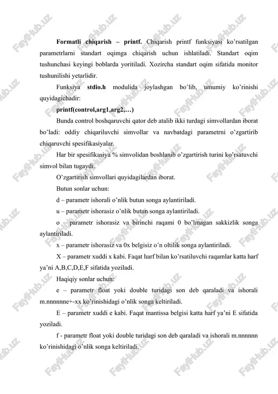 7 soni chiqariladi. katta ifodani yozishni o’rniga uni qismlarga ajratishimiz ham mumkin: #include #include #include using namespace std; int main() { double x, y, z; cin>>x>>y>>z; double a = pow(2, -x); double b = sqrt(x + sqrt(sqrt(fabs(y)+2))); double c = pow(exp(x-1) / sin(z+2) + 2, 1. / 3); double af = a * b * c; printf("%.2f", af); } misol: to’g’ri burchakli uchburchak katetlari a va b berilgan, uchburchak gipotenuzasini va yuzini topish algoritmi va dasturi. boshlash kiritish c = tamom #include #include #include using namespace std; int main() { double a,b; cin>>a>>b; double c = sqrt(a*a + b*b); double s = (a*b)/2; cout 201). 13. tomoni haqiyqiy son a bo’lgan kvadrat va radiusi haqiyqiy son r bo’lgan sharlar ertilib qaytadan tomoni b bo’lgan kub quyildi. kub tomoni b ni 0,001 aniqlikda toping. 14. kommersant a ta kostyumni b so’mdan oldi va bir xil bahoda sotdi natijada c so’m foyda …