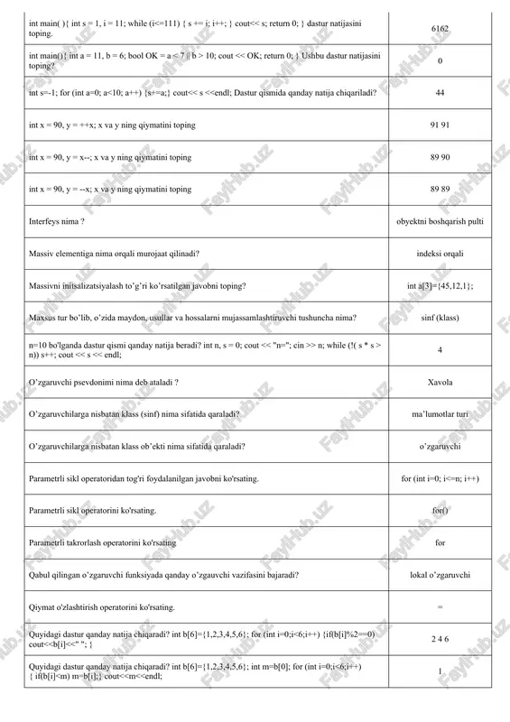 massivni e’lon qilish to’g’ri ko’rsatilgan qatorni toping? - Page 5