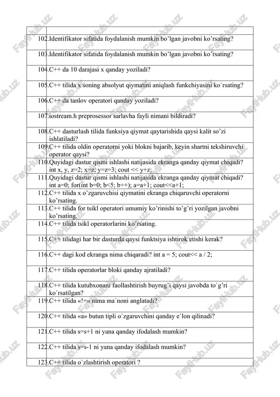 c++ dasturlash tilida ma'limotlarni chiqarish uchun xizmat - Page 5