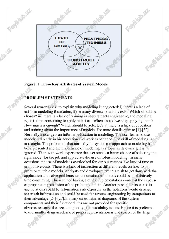 l education in modeling. the user learns to use models indirectly in his education and work experience. the skill of modeling is not taught. the problem is that normally no systematic approach to modeling has been presented and the importance of modeling as a topic in its own right is ignored. then with work experience the user stands a better chance of selecting the right model for the job and appreciate the use of robust modeling. in many occasions the use of models is overlooked for various reasons like lack of time or prohibitive costs. there is a lack of instruction at different levels on how to produce suitable models. analysts and developers are in a rush to get done with the application and solve problems i.e. the creation of models could be prohibitively time consuming. the result of having a quick implementation comes at the expense of proper comprehension …