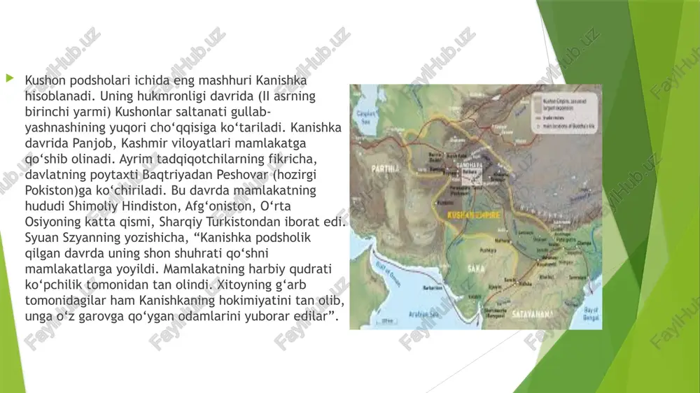 uritadigan bo‘lsak, antik davrda bu hududlarning badiiy madaniyati boy va rang-barang edi. o‘tgan asrning 30-yillaridan boshlab olib borilgan arxeologik tadqiqotlar natijasida shimoliy baqtriyadan antik davrga oid ko‘plab badiiy madaniyat namunalari topib o‘rganilgan. tadqiqotlar natijalariga ko‘ra, bu davrda aholining ma’naviy hayotida haykaltaroshlik, mahobatli inshootlar, musiqa, teatrlashtirilgan manzaralar, tasviriy san’at katta ahamiyat kasb etgan. bu hududlardagi ayritom, xolchayon, dalvarzin, fayoztepa, kampirtepa, termiz, qoratepa, oqqo‘rg‘on, barottepa kabi yodgorlikdan ko‘plab topilgan badiiy san’at topilmalari yuqorida qayd etilgan mulohazalarning amaliy tasdig‘i bo‘lib xizmat qiladi. dastavval musiqa san’ati haqida gapiradigan bo‘lsak, musiqachilar siymolari ayritom, dalvarzin, xolchayon kabilardan topilgan. misol uchun ayritom naqshli hoshiya (friz)larida arfa, gitara ko‘rinishidagi ud, qo‘sh baraban, naysimon musiqa asbobi (fleyta) tasvirlari bilan birga musiqachi ayollar haykalchalarini ham uchratish mumkin.tadqiqotchilarning fikricha, ayritom hoshiyasida go‘zal musiqachi ayollar tasvirlangan bo‘lsa, haykalchalar musiqa bilan odamlar qalbini hayajonga soluvchi timsoldir. xolchayon saroyi hoshiyasidagi musiqachi ayollar tasviri esa baqtriya zodagonlarining bazmini ifoda etadi. din. antik davr shimoliy baqtriyaning …