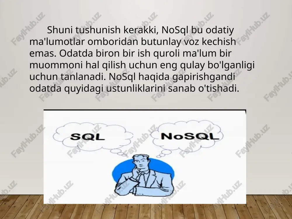 n uchun takrorlanmasligi kerak biroq bu nom boshqa jadvalning ustun nomi sifatida ishlatilishi mumkin. yaʼni turli jadvallar bir xil nomli ustunga ega boʼlishi mumkin. ixtiyoriy jadval kamida bitta ustunga ega boʼladi; ustunlar jadvalda ularni yaratish tartibida joylashadi. satrlar ustunlardan (atributlar) farqli ravishda nomga va joylashish tartibiga ega emas. ularning miqdori chegaralanmagan. ixtiyoriy jadval shunday ustunga yoki ustunlarga (kalitga) ega boʼladi, undagi qiymatlar har bir satrni takrorlanmas qiymat bilan identifikatsiyalaydi. rasmda keltirilgan misolda kalit bu “tabel nomeri” ustunidir. atributlar qiymati eng kichik axborot birligi – domen yordamida koʼrsatiladi. boshqacha aytganda domen – bu obʼekt atributining mumkin boʼlgan barcha qiymatlar toʼplamidir. yana ikkita tushunchani koʼrib oʼtamiz. bu “daraja” va “kardinal son” tushunchalari. munosabatlarning kardinal soni deganda kortejlar soni tushuniladi, munosabat darajasi – bu joriy munosabatning atributlar sonidir. jadvallar oʼrtasidagi aloqa relyatsion maʼlumotlar modelining asosiy elementi xisoblanadi. bu aloqa tashqi kalitlar yordamida qoʼllab – quvvatlanadi. misol sifatida biror korxonaning mb sida saqlanayotgan xodimlar …