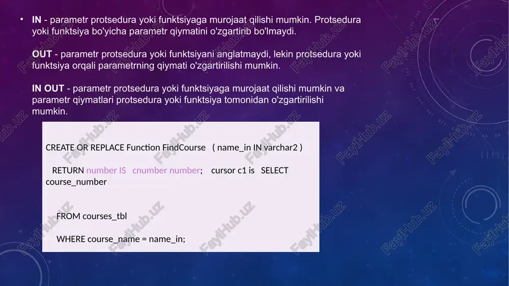 nish va qayta tashkil etish bosqichida - ushbu foydalanuvchilar guruhi hozirgi faoliyatini o'zgartirmasdan yoki tugatmasdan to'g'ri qayta tashkil etish imkoniyati uchun javobgardir; ma’lumotlar bazasini administratori imkoniyatlari va vazifalari. mb korxonaning umumiy axborot resursi sifatida doimo ish holatida bo'lishi kerak. u muhim ahamiyatga ega bo'lgan resurs sifatida, alohida boshqarishni talab qila boshladi. ko'pgina hollarda uning kundalik ishlashini, korxonaning o'sib borayotgan ehtiyojlariga mos ravishda rivojlanishini ta'minlash zarur edi. bundan tashqari, ma'lumotlar bazasi va uni rivojlantirish texnologiyasi doimiy ravishda takomillashtirilib turar edi va ma'lumotlar bazasiga aylangan ancha murakkab ob'ekt uchun yuqori darajadagi maxsus bilimlar talab qilinardi. bunnan kelib chiqib mb ni boshqarish funktsiyasi "ma'lumotlar bazasini administratorlash" deb nomlandi va uni boshqaruvchi shaxs "ma'lumotlar bazasi administratori (ma'muri)" deb nomlana boshladi.ma'lumotlar bazasini administratorlash (boshqarish) - bu ma'lumotlar bazasini boshqarish funktsiyasi. ma'lumotlar bazasini boshqarish uchun mas'ul shaxs "ma'lumotlar bazasi administratori" (mba) yoki “database administrator” (dba) deb nomlanadi. ma'lumotlar bazasi administratori (mba) yoki database administrator (dba) - …