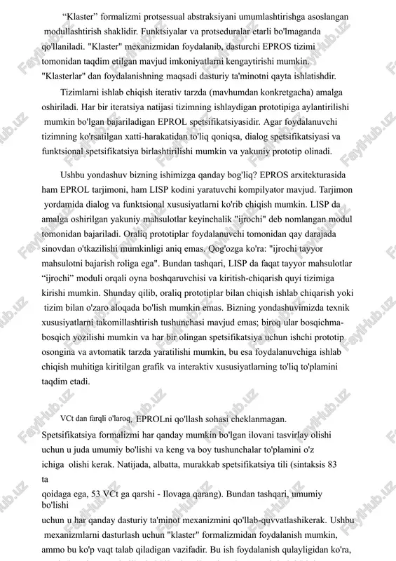 ) deb nomlangan dasturiy taÿminotni loyihalash usullarini tavsiflash tili tasvirlangan. psn dasturiy vositalarni yaratish tizimining prototipi doirasida qo'llanilishi kerak. ushbu tizimga sintaktik to'g'rilikni kafolatlaydigan dasturiy ta'minotni loyihalash usullarining psn spetsifikatsiyalari asosida boshqariladigan grafik muharrir kiritilgan. biz 3-bo'limda grammatikalar dasturiy ta'minotni loyihalash usullarini belgilash uchun eng yaxshi yondashuv emasligini da'vo qilamiz; bu ish bizning da'volarimizni tasdiqlaydi. grammatikalar bilan bir oz tajriba o'tkazgandan so'ng, o'sha ish mualliflari bir qator qiyinchiliklarga duch kelishdi. buning uchun mos grammatikani ishlab chiqish qiyin edi va buning uchun parser yaratish undan ham qiyinroq edi. ularning ta'kidlashicha, grammatika yozuvini tushunish, ishlatish va tekshirish ham qiyin. ishlab chiqarish qoidalari tushunchasi dasturiy ta'minotni loyihalash usullarining barcha tushunchalarini ifodalash uchun etarli emas. bundan tashqari, grammatika to'liq sintaktik to'g'rilikni ta'minlay olmaydi, masalan, mualliflar dfdda jarayonlarning aylana bo'lishiga to'sqinlik qila olmaydi. grammatikaga asoslangan formalizm to'liq bo'lmagan diagrammalarni qayta ishlash uchun mos emas. psnga asoslangan yondashuvda dasturiy ta'minotni loyihalash usulining "g" grafik belgisi uchta …