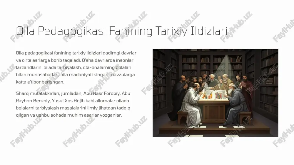 ash va malakasini oshirish, hamda davlat siyosatida bu yo'nalish uchun alohida e'tibor berish muhim. 2 oila pedagogikasi sohasidagi ilmiy tadqiqotlarni kengaytirish oila munosabatlarini psixologik, ijtimoiy va madaniy jihatdan chuqur o'rganish, oiladagi tarbiya muammolarini hal etish yo'llarini izlash asosiy yo'nalishlardan biri bo'lishi kerak. 3 oila pedagogikasi fanini xalqaro standartlarga moslash oila va bolalar tarbiyasi sohasidagi dunyo tajribalarini o'rganish va oila pedagogikasi yo'nalishida zamonaviy yondashuv va yechimlarni joriy etish muhim ahamiyat kasb etadi. 12 oila pedagogikasi fanini xalqaro standartlarga moslashtirishning ahamiyati xalqaro tajribalarni joriy etish oila pedagogikasini xalqaro standartlarga moslashtirishning eng muhim jihati xorijiy davlatlarda qabul qilingan samqarali yondashuvlarni o'zbekistonda tatbiq etish hisoblanadi. bu yangi uslub va usullarni o'rganish orqali oila tarbiyasidagi zamonaviy yondashuv va innovatsiyalarni milliy xususiyatlarga moslashtirib ishlab chiqishga imkon beradi. milliy va xalqaro standartlarning mutanosibligi oila pedagogikasi fanini xalqaro standartlarga moslashtirish milliy tarbiya an'analarini mukammal o'rganish va uni global tendentsialar bilan uzviy ravishda birlashtirishni taqozo etadi. bu ikkala jihatning …