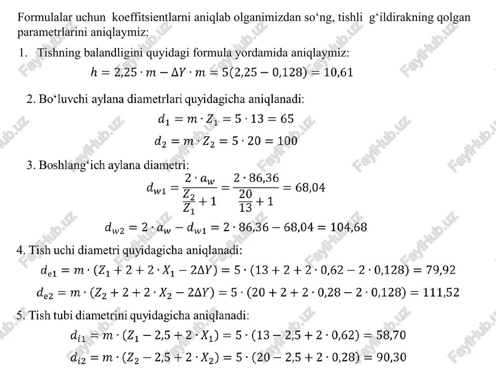 planetar reduktorni xisobiva tishli gildirakni loyixalash berilgan - Page 5