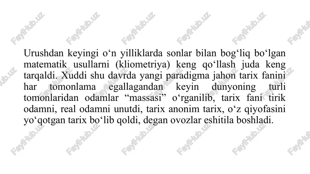 ilarining asarlarini keltirib o‘tadi. shuni alohida ta’kidlab o‘tish lozimki, yuqorida sanab o‘tilgan olimlarning ko‘pchiligi masalan, f. nisshe, j. mishle, f.i. buslayevlar o‘zlarini tarixiy antropologiya u yoqda tursin, hatto, tarixga oid tadqiqot ishlarini olib borgan deb hisoblamaganlar. ammo, keyingi davr tadqiqotchilari yuqoridagi tadqiqotchilarning asarlarini tarixiy antropologiyaning vujudga kelishida muhim omil bo‘lgan, deb ta’kidlaydilar. qiyin tarjima qilinadigan “mentallik” (mentalite) fransiyada xix asrning oxiri xx asrning boshlarida keng tarqaldi. bu nom “dunyoni ko‘rish” ma’nosida ishlatildi. mark blokning do‘sti va hamfikri lyusen fevrning ijodiy evolyusiyasi boshqacha edi. u ijtimoiy va ekologik tarixdan (“odam geografiyasi”) o‘zining yetuk davrida g‘oyalar, madaniyatlar, psixologiyani o‘rganishga o‘tdi. ayniqsa, uning yetukligi mentalitet tarixini o‘rganishda ko‘rinadi. uning bir qator maqolalari: “tarix va psixologiya”, “folklor va folklorchilar”, “sezuvchanlik va tarix” kabi kitoblarida u bir qancha fanlararo tadqiqotlarini tarixchilar, filologlar, psixologlar, sotsiologlar, folklorchilar bilan birgalikda ko‘tardi. xix asr mobaynida ko‘pchilik nemis va fransuz sotsiologlari aqsh va britan antropologlari ta’sirida shaklllangan. tarixiy antropologiyada ko‘tarilgan …