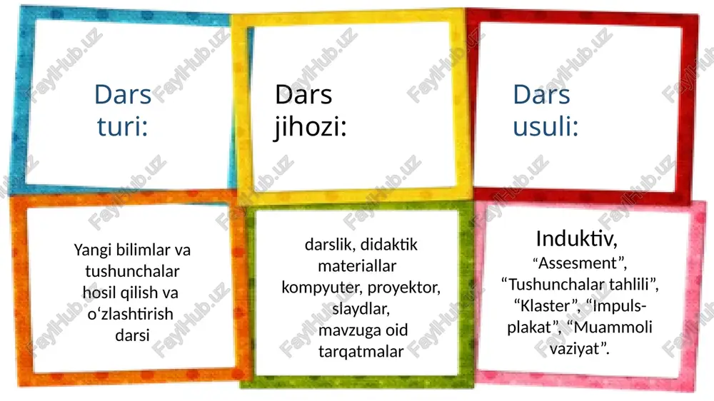 ng 3.omonat nima? kishi bo‘ynidagi boshqa kishilar, oila, millat va davlatning omonatlari haqida o‘ylab ko‘ring . o’quvchilar javobi tinglangach, o’qituvchi o’z xulosasini aytadi. guruhlar o’zlarining ishtirokiga ko’ra rag’batlantiriladi va g’olib guruh aniqlanadi. faol qatnashgan o’quvchilar baholanadi. dars yakunida har bir o’quvchiga quyidagi impuls-plakat tarqatiladi. impuls plakat 1. ushbu mavzuda bizni hammasidan ko’proq……………………….qiziqtirdi. 2. biz orttirgan bilimlarimizni…………………………qo’llaymiz. 3. ushbu mavzuni o’rganish jarayonida biz………………………….....erishdik. 4. biz uchun……………………………………..murakkab bo’ldi. uyga vazifa: impuls plakatni to’ldirib kelish. 5 4 3 e`tiboringiz uchun tashakkur! image2.jpeg image11.jpeg image12.jpeg image13.jpeg image14.png image15.jpeg image16.jpeg image17.jpeg image18.png image19.jpeg image20.jpeg image21.jpeg image5.png image22.jpeg image23.png image24.jpeg image25.png image26.jpeg image27.png image28.png image29.png image30.jpeg image1.jpeg image4.png image6.jpeg ge