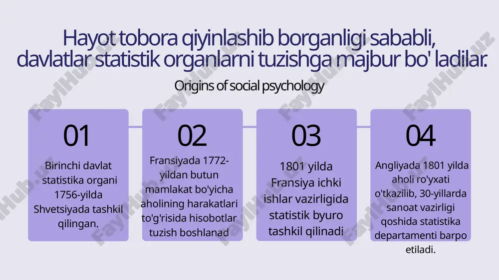 lumotlar aniq, haqqoniy va ishonchli bo`lishi shart, aks holda ular isbotlab beradigan kuchga ega bo`la olmaydi. 2.2.statistik kuzatishni tayyorlash uslubiyati. statistik kuzatishni tashkil qilish va uni o'tkazishda qo'pol xatolarga yo"1 qo"yilsa. statistik kuzatish natijalarining samaradorligi pasayadi. shllning uchun ham bu murakkab ishni boshlashdan oldin har tomonlama muhokama va ekspertiza qilingan kuzatish rejasini tllzish zarur. statistik kuzatish rejasi dasturiy-llslllbiy va tashkiliy masalalarni o"z ichiga oladi. o`rganilayotgan hodisa va voqealarni tavsiflovchi ma`lumotlar yagona dastur va metodologiya asosda to`planishi lozim. env. science i | nov. 2020 statistik kuzatishning dasturiy-uslubiy masalalari kuzatish dasturi deyilganda o`rganilayotgan to`plamning har bir boshlang’ich unsuri haqida kuzatish davomida qayd (registratsiya) qilinishi lozim bo`lgan belgilar to`plami tushuniladi. masalan, aholi ro`yxati dasturi – bu ro`yxat varaqasiga va boshqa formulyarlarga kiritiladigan savollar bo`lib, ro`yxat o`tkazish jarayonida mamlakatdagi har bir kishi yoki aholining ayrim guruhlaridan bu savollarga javob olinadi. env. science i | nov. 2020 90.8% nearly done in successfully returning lands to …