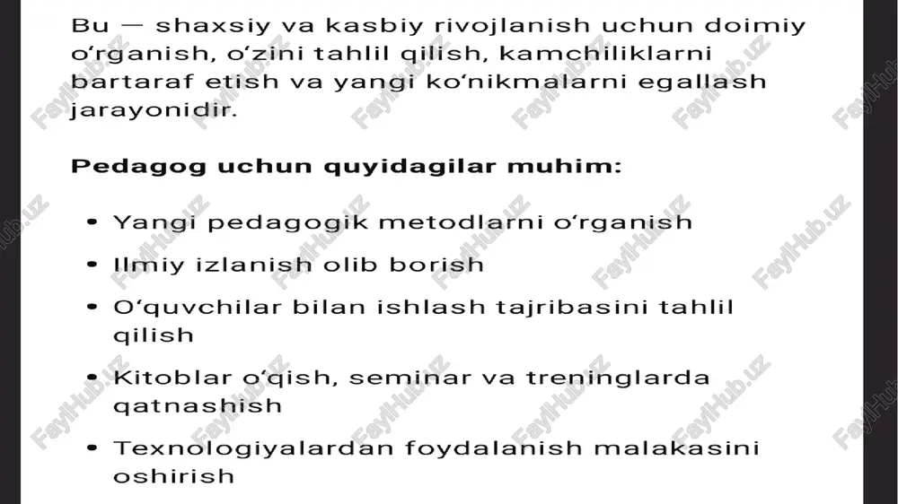 o’z o’zini tarbiyalash va o’z ustida ishlash pedagogik mahoratning asosiy sharti sifatida - Page 5