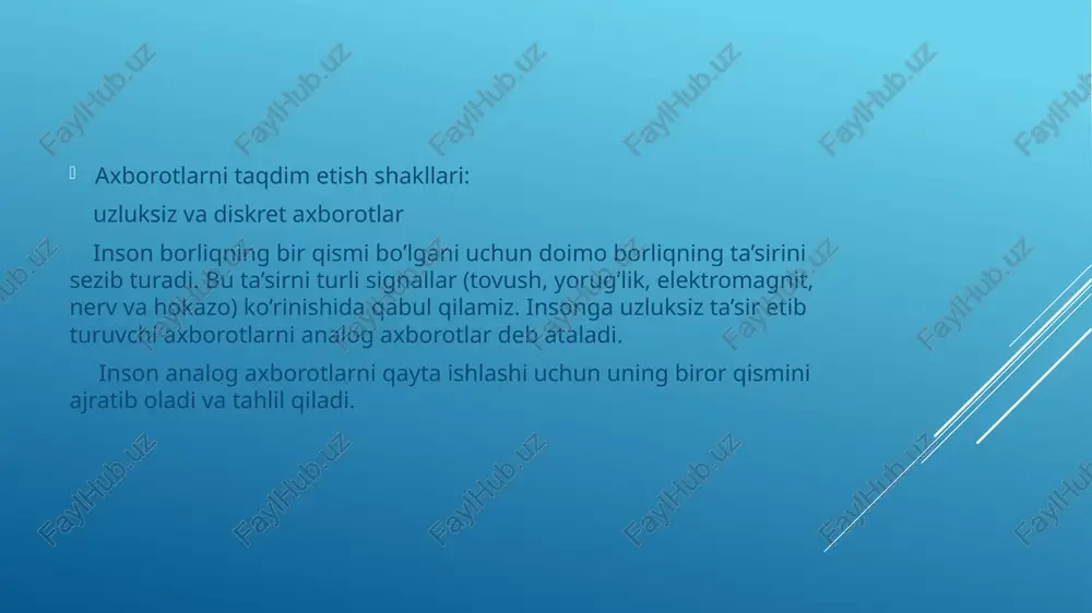 axborot.uning turlari, hususiyatlari va o'lkov birliklari - Page 5