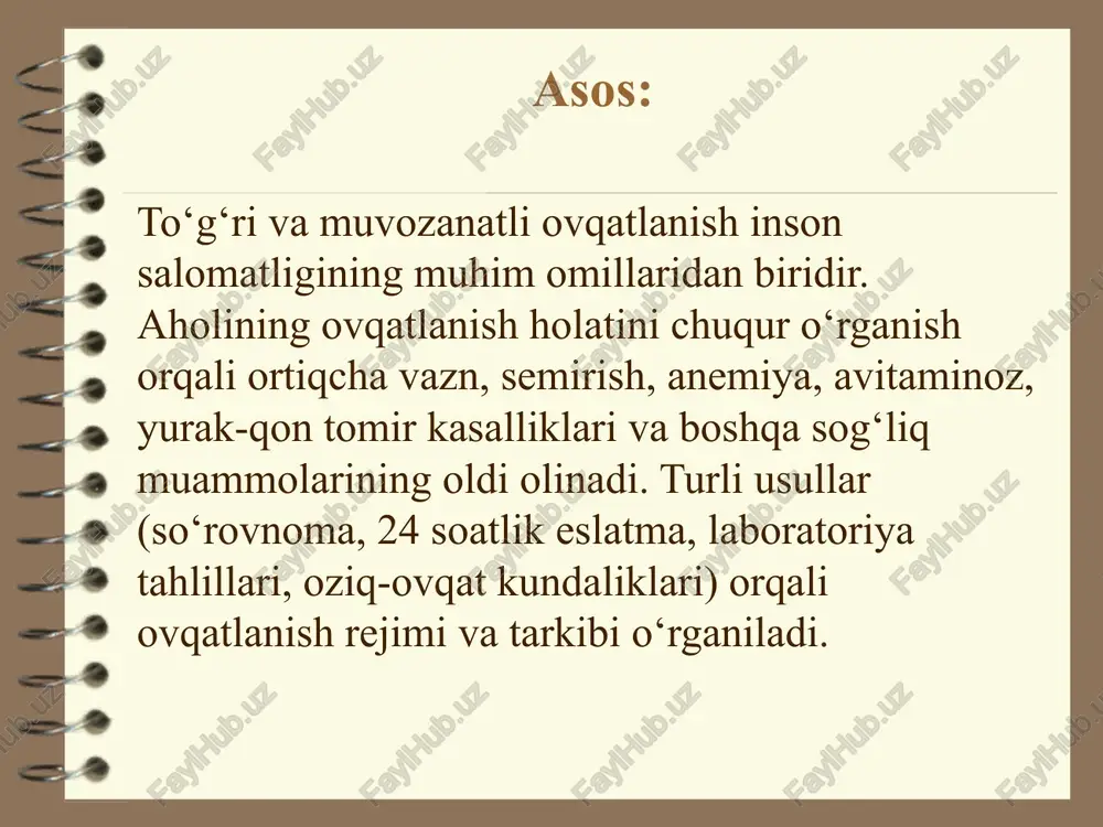 aholining ovqatlanishni o'rganish usullari - Page 5