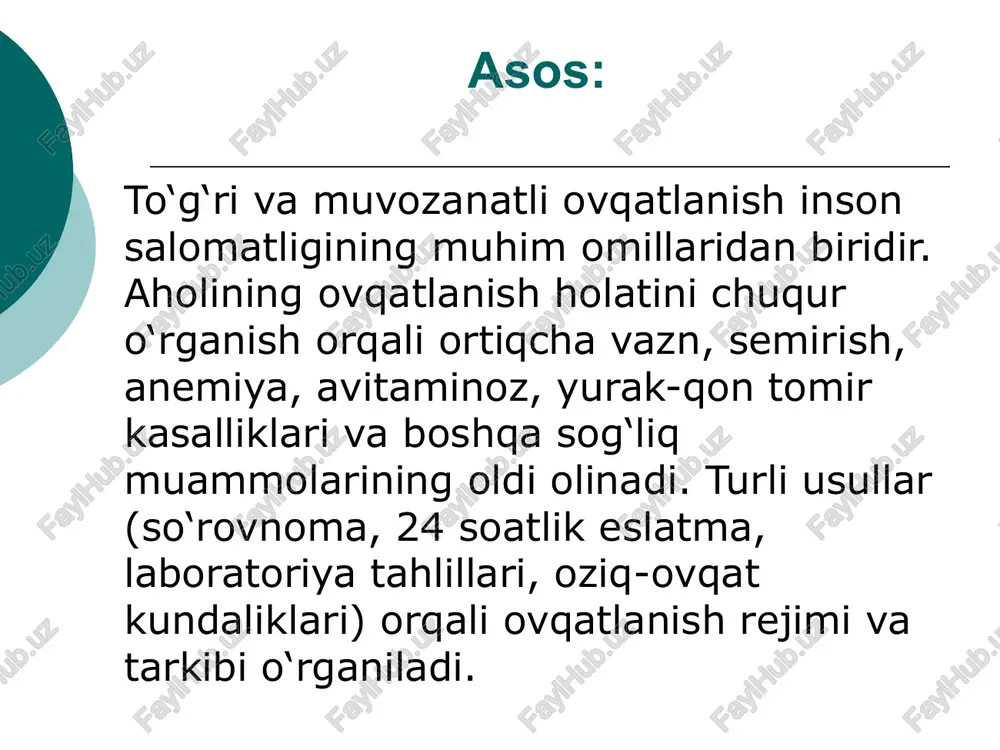 aholining ovqatlanishni o'rganish usullari - Page 5