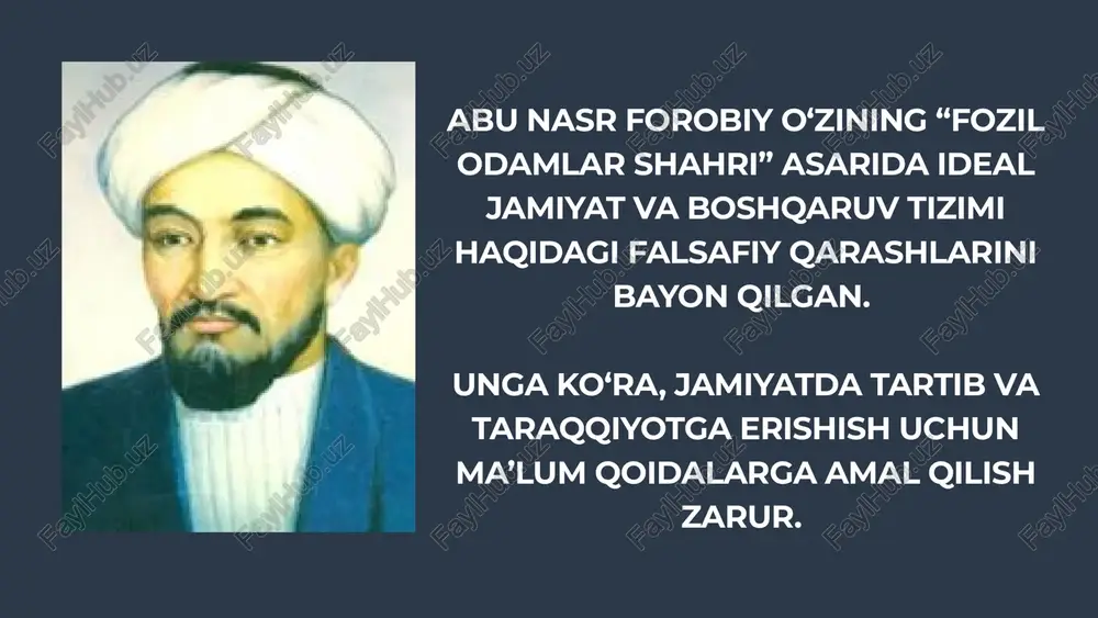 rali liderlik g‘arbning ilmiy-texnik yutuqlari va sharqning axloqiy-ma’naviy qadriyatlarini uyg‘unlashtirish orqali vujudga keladi. shunday qilib, boshqaruvchilikda eng muhim masala – inson manfaatlarini ustun qo‘ya bilish, o‘z zimmasidagi mas’uliyatni teran anglash va jamoani bir maqsad sari yetaklashdir. har ikki tamaddun mutafakkirlarining xulosalari ham zamonaviy rahbarlar uchun muhim ko‘rsatmalar sifatida xizmat qiladi. hozirgi global sharoitda samarali liderlik g‘arbning ilmiy-texnik yutuqlari va sharqning axloqiy-ma’naviy qadriyatlarini uyg‘unlashtirish orqali vujudga keladi. shunday qilib, boshqaruvchilikda eng muhim masala – inson manfaatlarini ustun qo‘ya bilish, o‘z zimmasidagi mas’uliyatni teran anglash va jamoani bir maqsad sari yetaklashdir. har ikki tamaddun mutafakkirlarining xulosalari ham zamonaviy rahbarlar uchun muhim ko‘rsatmalar sifatida xizmat qiladi. image1.jpeg image2.png image3.svg image4.png image5.svg image6.png image7.svg image8.gif image17.png image18.svg image19.png image20.svg image21.png image22.svg image9.png image10.svg image11.png image12.svg image13.png image14.svg image15.png image16.svg image23.png image24.jpeg image25.png image26.svg image27.png image28.svg image29.png image30.svg image31.png image32.svg image33.png image34.png image35.svg image36.png image37.svg image38.png image39.svg image40.png image49.png image50.svg image51.png image52.svg image53.png image54.svg image55.png …