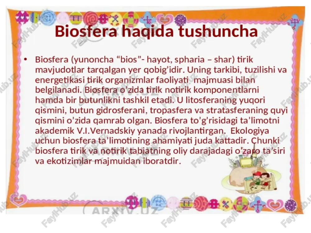 biosfera, chegaralari, biomassa biologik maxsuldorlik - Page 5