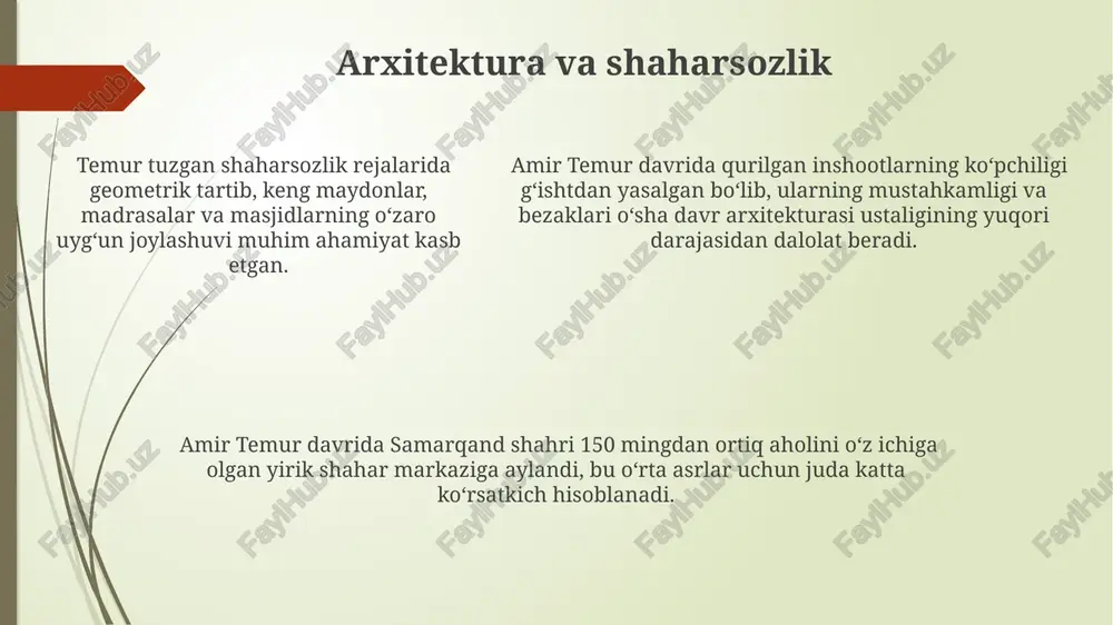 illigini saqlab qolishda muhim rol o'ynadi. temur tomonidan misrga qarshi harbiy yurishlar rejalashtirilgan bo'lsa-da, 1402 yilda uning o'limidan keyin bu rejalar amalga oshmadi, bu esa misrning mustaqilligini saqlab qolishda muhim rol o'ynadi. zamonaviy tarixshunoslikda amir temur zamonaviy tadqiqotlar amir temur davlatini 14-asr oxiri va 15-asr boshlarida yevrosiyo siyosatida muhim o'rin egallaganligi, 700 ming kishilik qo'shin tuzganligi va uning keng hududlarni zabt etganini ko'rsatadi. amir temur siyosati bo'yicha zamonaviy tarixshunoslikda uning iqtisodiy siyosati, ayniqsa, hunarmandchilik va savdoning rivojiga qaratilgan islohotlari, 10 dan ortiq yirik shaharlarning qayta qurish ishlari haqidagi bahslar mavjud. zamonaviy manbalarda amir temur shaxsiyati, uning harbiy strategiyasi, diqqatga sazovor 20 dan ortiq yirik janglari va ma'muriy tizimining murakkabligi chuqur tahlil qilinadi. hindiston yurishlari hindiston yurishlari natijasida temur imperiyasi hududi kengaygan, ammo shu bilan birga, bu yurishlar mintaqada siyosiy beqarorlikni kuchaytirgan va koʻplab qurbonlarga sabab boʻlgan. amir temur hindistonni boʻysundirish uchun 1398-1399 yillarda ikkita yirik yurish uyushtirgan boʻlib, bu yurishlarda …