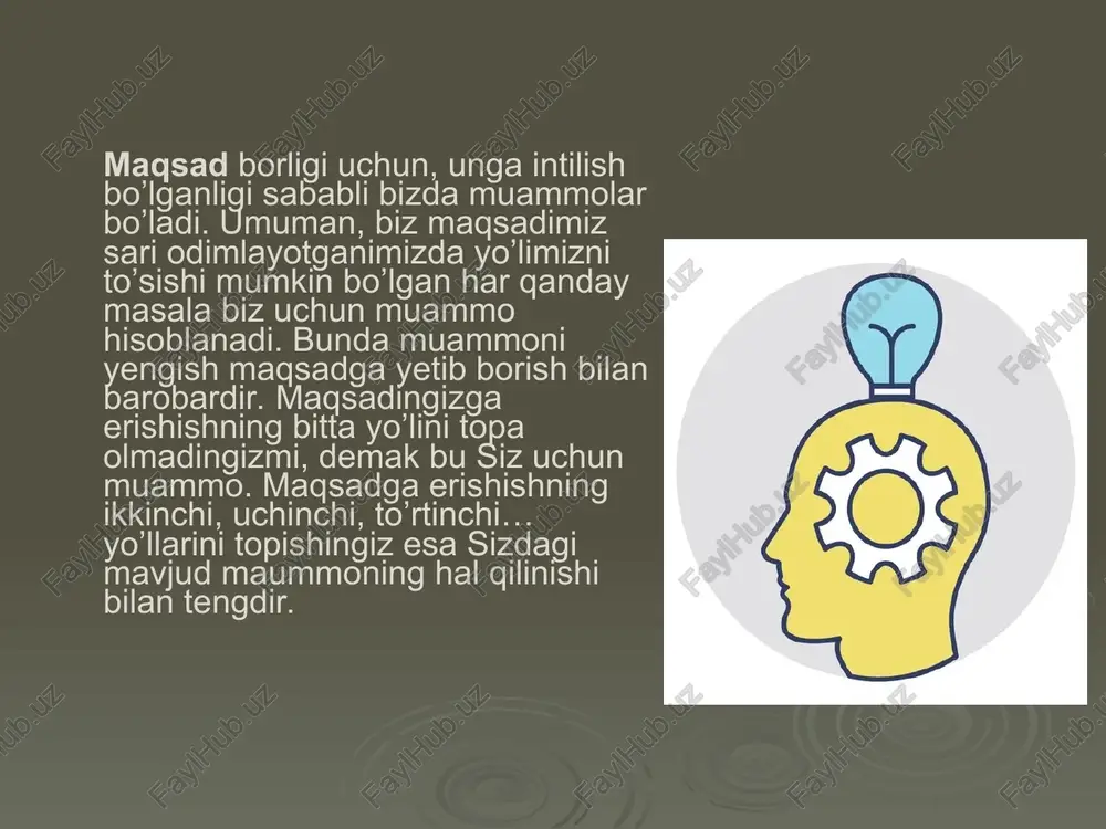 (masalan, sizda ulardan 5 tasi bor): - tishlar bilan bog'liq muammo, men tish shifokoriga borishim kerak, lekin qo'rqaman; - ta'mirsiz kvartira 15 yil; - hech kim axlat qutisini chiqara olmaydi, oshxona hidlanadi; - qo'shimcha daromad manbai yo'q, lekin men ko'proq narsani xohlayman yoqilgan ko'proq pul; - o'g'il o'qishni istamaydi va biz bu haqda hech narsa qila olmaymiz. ko'ryapsizmi, axlat qutisi sizni hammadan ko'ra tashvishga solmoqda (va bu yerga "ahmoqning o'g'li"ni kiritishning hojati yo'q, nafaqat o'qishni xohlamaydi, balki axlatni ham olib tashlamaydi, chiqmaydi. axlatni olib tashlash kerakligini tushuning" - endi siz u emas, balki hidlaysiz - sizda muammo bor). shunday qilib, bu muammoni eng kichiki deb yozing yoki uni ro'yxatingizga belgilang. u bilan nima qilishingiz mumkinligini yozing. siz ahmoq emassiz. va yozing: "uni hovliga olib chiqing axlat qutisi(yoki maishiy axlat qutisi yoki oddiy odamlar o'z axlatlarini kvartira ostidagi qo'shnisiga emas, balki boshqa joyga tashlaydilar, chunki bu boshqa muammo bo'ladi). osonlik bilan …