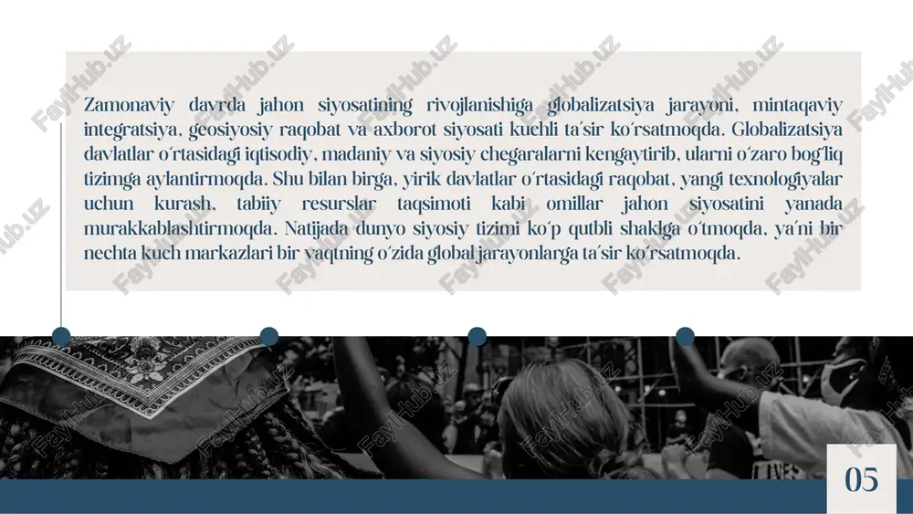 jahon siyosatining mohiyati va asosiy yo‘nalishlari - Page 5
