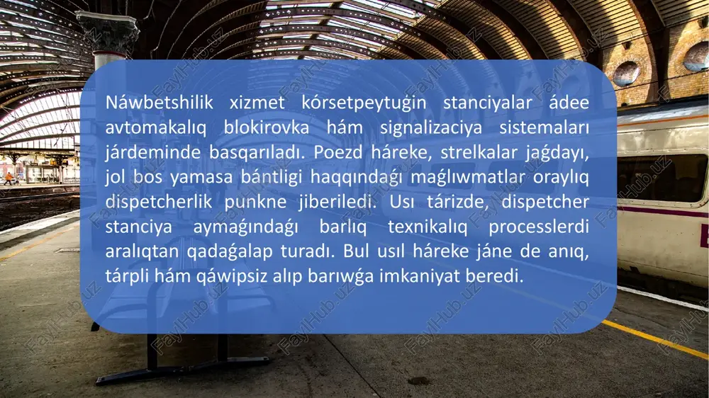 qáwipsizligi qaǵıydaların jetilistiriw haqqında. - tashkent, 2022. rajabov i. manevr ishlarini tashkil etish va boshqarish tizimi. - tashkent: transport baspası, 2023. image1.jpeg image2.jpeg /docprops/thumbnail.jpeg