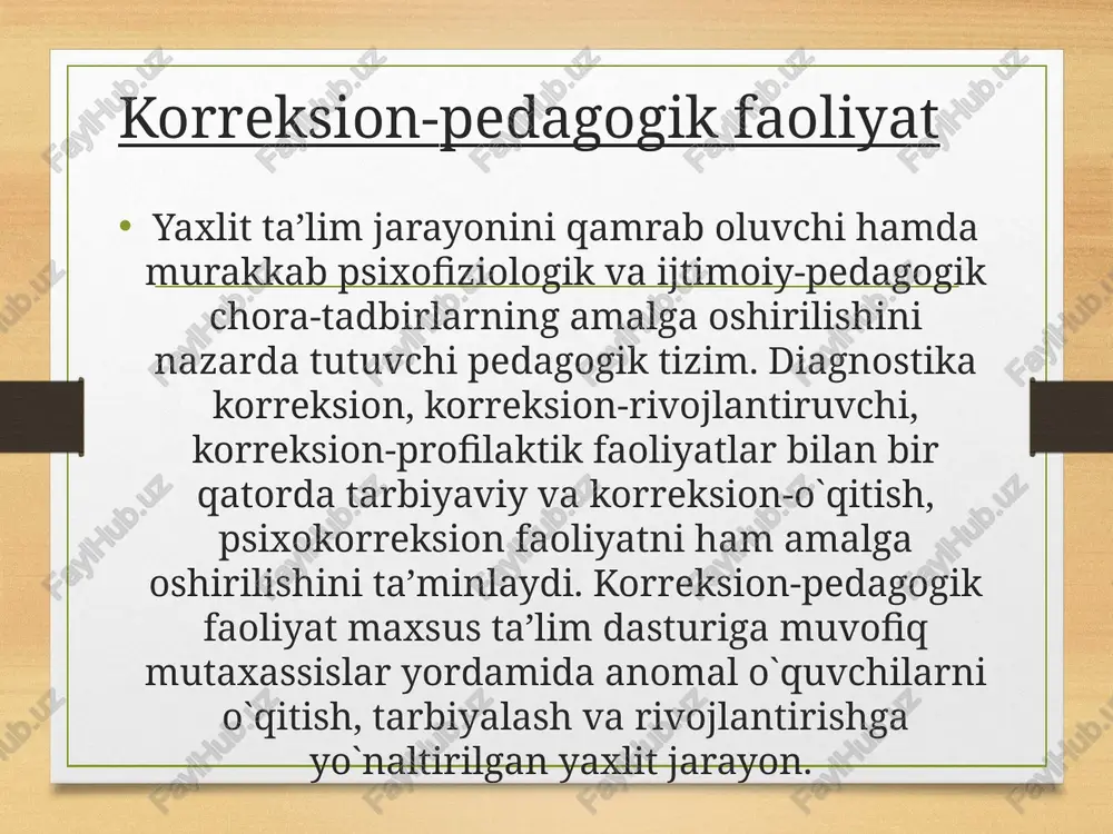 etish, baholash, sharhlash jarayonida dalillarga tayanib xulosalar bera olishdir tangidiy fikrlovchi inson hamma dalillarga shubha bilan qaraydi, hatto 0’z fikrlariga ham. imom g’azzoliy o’zining shak (shubhalanish) nazariyasida idrok jarayonida hodisalarga shubha bilan qarash muhokama yuritishda, qaror qabul qilishda muhimligini ta’kidlaydi. a v3 /docprops/thumbnail.jpeg korreksion pedagogika asoslasi reja: 1 kowehion eave ning i ‘rorchaonpedaganing rovihsin-podagogihaing paydo 6 quvchitar bilan ob