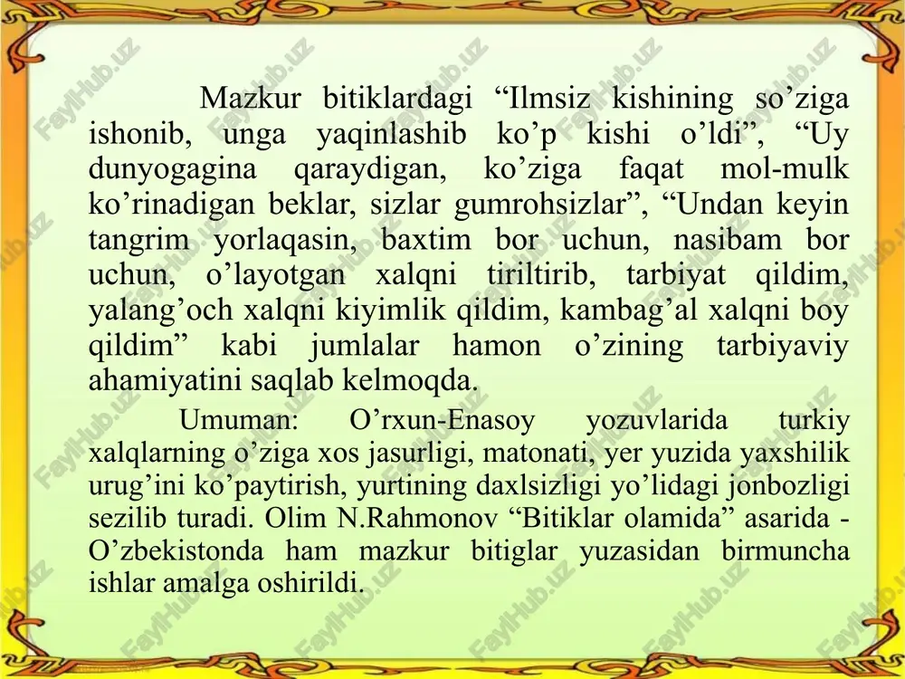 o’rhun-enasoy yozuvi yodgorliklari - Page 5