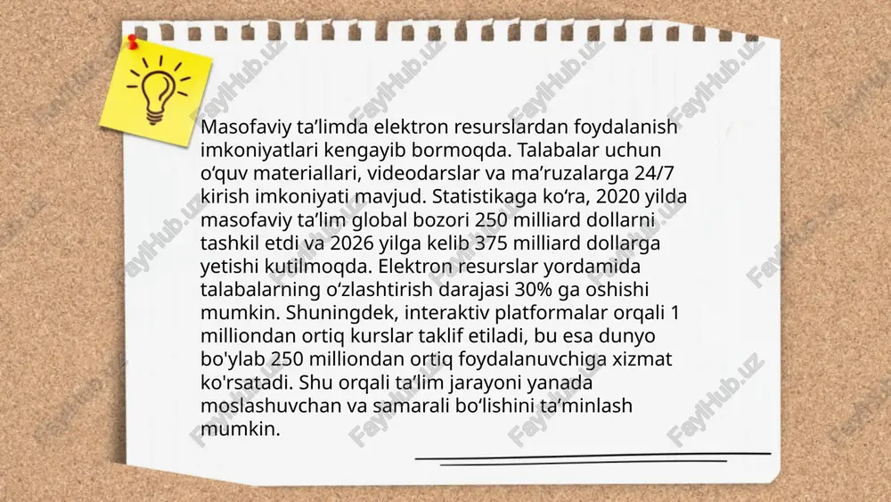 statistik ma'lumotlarni yuritish bilan shug'ullangan va 2006 yildan boshlab u o'z serverlarida ma'lumotlarni saqlash va qayta ishlash xizmatlarini taklif qila boshladi. ushbu xizmatlar tezda mashhurlikka erishdi, 2007 yilda kompaniya serverlarida 10 milliard fayl, 2012 yilda esa 950 milliard fayl saqlangan; 2012 yil holatiga ko'ra, internet-trafikning taxminan 1% amazon serverlari orqali o'tgan “2. «<texnologiya» fani ham qadimgi yunonistonda paydo bo‘ldi va u ikkita so‘z — «texne» - san’at va «logos» - o‘rganish — dan iborat. ingliz faylasufi va tabiatshunos olimi frensis bekon (1561-1626 yy.) 1623 yili «afzalliklar va fanlarning ko*‘payishi haqida» chop etilgan asarida, pedagogikani bilimning alohida sohasi sifatida «o‘qishga qo‘llanma» haqidagi fan deb atadi. chex pedagogi yan amos komenskiy «buyuk didaktika» asarida, o“quv ishining nazariyasi va uni tashkil etishining asosiy masalalarini ishlab chiqdi. /docprops/thumbnail.jpeg