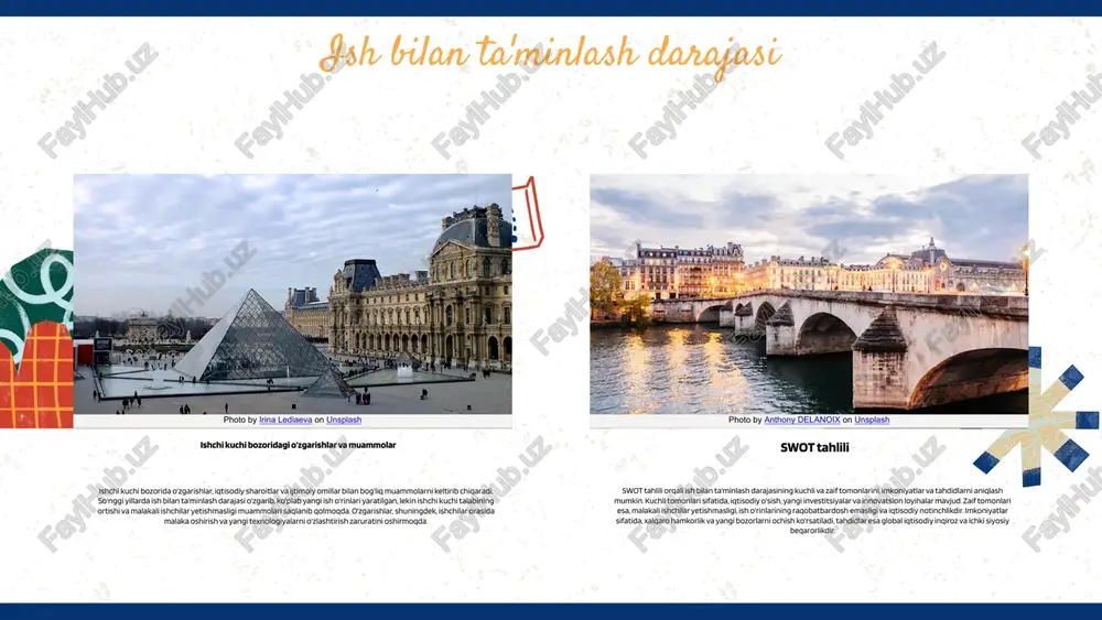 soni tez sur'atlar bilan ortmoqda. 4. aholining yosh tarkibi iqtisodiy o'sish sur'atlariga ta'sir ko'rsatmoqda. photo by earth on unsplash aholi migratsiyasi va uning oqibatlari aholi migratsiyasi asosan iqtisodiy sabablarga ko‘ra yuzaga keladi, bunda odamlar yaxshiroq ish va yashash sharoitlari izlab ko‘chib o'tishadi. migratsiya oqimlari ko‘pincha shaharlar va qishloq joylar o'rtasida bo'ladi, bu esa ijtimoiy va iqtisodiy hayotda muhim o'zgarishlarga olib keladi. ijtimoiy ta'sirlarga oila tuzilmasining o'zgarishi, ta'lim darajasining oshishi, va ko‘chib kelgan odamlarning jamiyatga integratsiyasi kiradi. migratsiya statistikasi shuni ko'rsatadiki, o'zbekistonda har yili ko'plab odamlar boshqa hududlarga ko'chib o'tishmoqda, bu esa aholi sonining o'zgarishiga ta'sir qiladi. o'zbekistonda migrantlarning ko‘pchiligi mehnat migratsiyasiga yo'l oladi, bu esa iqtisodiy o'sishga yordam beradi. shuningdek, ijtimoiy masalalar, masalan, sog'liqni saqlash va ta'lim sohalarida yangi muammolar keltirib chiqarishi mumkin. photo by arthur humeau on unsplash photo by anthony delanoix on unsplash photo by john towner on unsplash photo by jeff frenette on unsplash photo by jose …