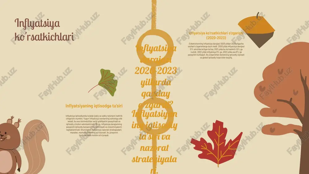 yinchalik statistik analizlar yordamida o'rganiladi. ijtimoiy o'zgarishlarga ta'sir etuvchi asosiy omillar sifatida iqtisodiy holat, ta'lim darajasi va madaniy normalarni keltirish mumkin. ushbu omillar jamiyatning rivojlanishida muhim rol o'ynaydi. ijtimoiy rivojlanish natijalarini baholashda turli metodologiyalar, masalan, so'rovlar va tajribalar qo'llaniladi. ushbu metodlar ijtimoiy o'zgarishlarni o'lchashda samarali bo'lishi mumkin, ammo har birining o'ziga xos afzalliklari va kamchiliklari mavjud. 01 03 02 04 ijtimoiy ko'rsatkichlar tahlili ushbu slayd ijtimoiy ko'rsatkichlar tahlilini taqdim etadi. aholi ta'lim darajasi, sog'liqni saqlash, gender tengligi va ijtimoiy xavfsizlik kabi sohalar ko'rib chiqiladi. aholi ta'lim darajasi va uning statistikasi o'zbekistonda ta'lim darajasi sezilarli darajada oshdi. so'nggi yillarda maktabni tamomlagan yoshlarning 95 foizdan ortig'i o'rta ta'lim darajasiga ega. sog'liqni saqlash va ijtimoiy xizmatlar statistikasi sog'liqni saqlash tizimidagi xizmatlar 90 foizga yaqin aholini qamrab oladi. biroq, qishloq hududlarida tibbiy xizmatlar yetishmovchiligi mavjud. jamiyatda gender tengligi va uning o'lchovlari o'zbekistonda gender tengligi bo'yicha ko'plab dasturlar amalga oshirilmoqda. ayollarning ishga joylashish darajasi 2019 …