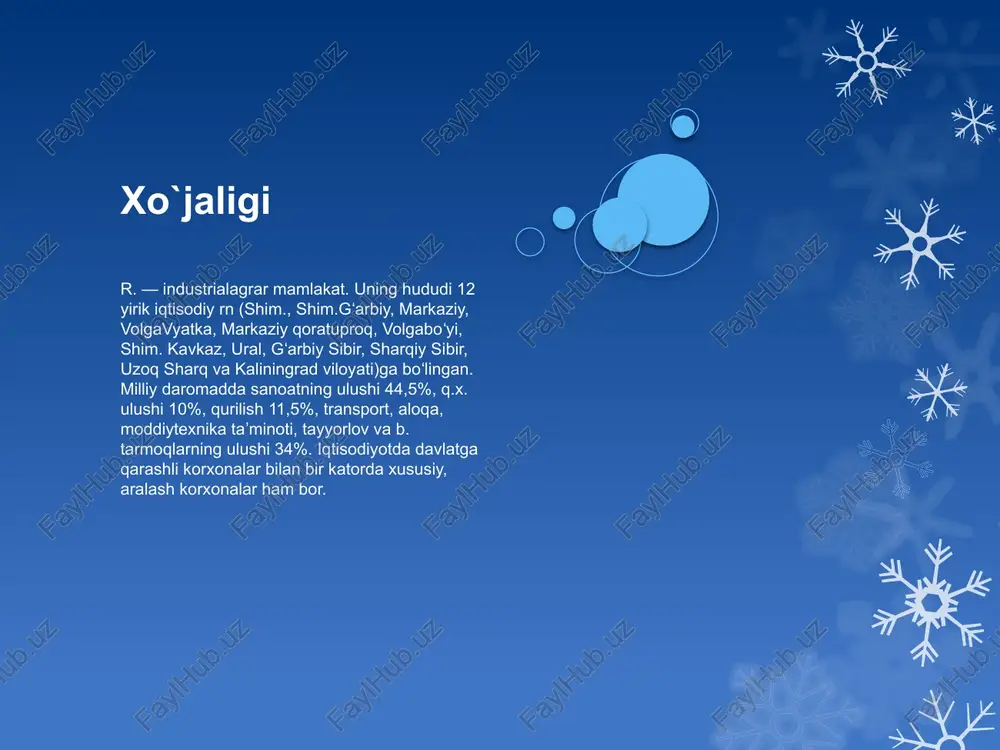 endi rossiya hukumati oldida bu muammoni hal etish uchun ikkita yo‘l mavjud edi. birinchidan, iqtisodiy ahvolni to‘la o‘zgartirish uchun aksariyat korxonalarni ishlab chiqarilgan qat’iy tartiblar ostida xususiylashtirish. ikkinchidan, bozorni rivojlantirish uchun davlat nazoratini, rolini o‘rnatish. davlat byudjeti amalda iqtisodiy siyosatga qaratilgan bo‘ladi. aksariyat mamlakatlarda davlat byudjeti shitob bilan o‘smoqda. dunyo tajribasidan ma’lumki, agarda mamlakatda iqtisodiy tahchillik sezilsa, davlat ushbu byudjet hisobidan aholi turmush tarzini ma’lum muddatlargacha barqaror ushlab turadi. rossiyada esa ko‘pdan buyon davlat byudjetida taqchillik sezilib qoldi va hozirgi kunda u ijobiy holga kelmoqda. yangi soliqlar tizimiga o‘tish, korxonalar foydasi va fuqarolardan undiriladigan soliqlar darajasini oshirish byudjetni muntazam ta’minlaydi. shu jihatdan rossiyada soliqlar tizimi uch xil – federal, oblastlar va mahalliy. yaqinda isloh etilgan bu soliqlar tizimi rossiya byudjetining to‘lishga ko‘mak bera boshladi. pul-kredit siyosati-davlatni moliyaviy tartibga solishning g‘oyat muhim usullaridan biridir. u pirovordida jamiyatda makroiqtisodiy barqarorlikka erishishga qaratilgan. rossiyada pul-kredit siyosatini amalga oshiruvchi muassasa markaziy bank (mb) hisoblanadi. …