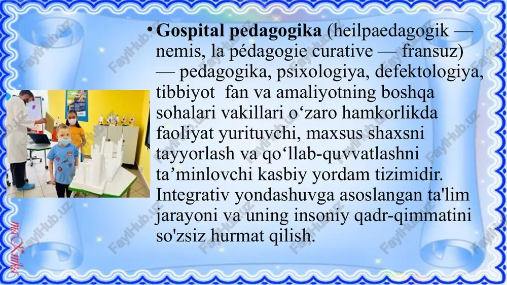 . maktabgacha va maktab ta’limi vaziri hilola umarova hamda rossiyaning “uchim znayem” maktabi direktori, gospital maktablar loyihasi tashkilotchisi va rahbari sergey sharikov ishtirokida uchrashuv bo’lib o’tdi. tadbir "mehrli maktab” bolalar gematologiyasi, onkologiyasi va klinik immunologiyasi markazida o’tkazilib, unda o’zbekiston va rossiya tomonlaridan mas’ul xodimlar ishtirok etdi. uchrashuvda vazirlik hamda “uchim znayem” gospital maktabi tomonidan “uzoq muddatli davolanayotgan bolalar uchun ta’lim muhitini yaratish” bo’yicha hamkorlik shartnomasi imzolandi. “ikki tomonlama hamkorlikda imzolangan shartnoma maktab tarbiyalanuvchilarining markazda davolanishi, sifatli va qulay ta’lim olishga ko’mak beradi”, - deyiladi xabarda. ma’lumot uchun, hozirda "mehrli maktab" davlat ta’lim muassasasida 81 nafar maktabgacha yoshdagi bolalar va 71 nafar maktab yoshidagi o’quvchilar mavjud. bu yerda o’quv jarayonini tashkil etish uchun alohida o’quv reja tasdiqlangan bo’lib, dars mashg’ulotlari o’zbek va rus tillarida, 12 ta fandan olib boriladi. kelgusida qoraqalpog’iston respublikasi, andijon va farg’onada ham shu kabi gospital maktablar ochilishi rejalashtirilgan) image2.png image3.png image4.png image5.png image6.png image7.png image8.png image9.jpg image10.jpg …