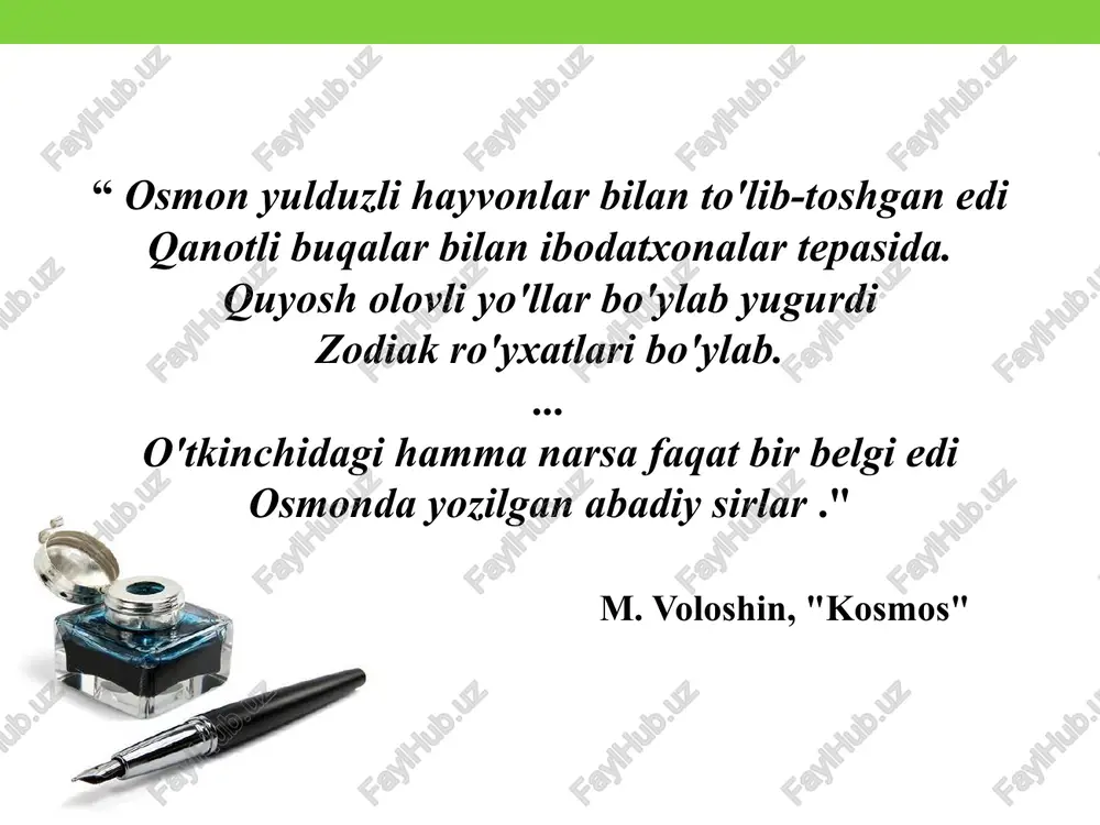 ayrim surat belgilar aytilmoqchi bo’lgan so’zni rasm bilan ifoda etgan. mesopotamiyada yashagan qadimgi xalqlarning matematika sohasidagi bilimlarining asosi eng qadimgi shumeriylar zamonida yaratilgan, jumladan asosi 5, 6, 10 sonlari hamda ularning ko’paytmalari 30 va 60 bo’lgan sanoq sistemalari ham o’sha qadimgi shumeriylar zamonida maydonga kelgan qo’l panjasiga qarab sanash, ya’ni birdan beshgacha sanash hisoblashning eng oddiy usuli bo’lgan. astronomiya vaqtni hisoblash zaruriyati kalendar sistemasining belgilanishiga sabab bo’lgan shu bilan birga, har bir sutka 12 soatga va har bir soat 30 minutga bo’lingan. shunday qilib, sutka 12 ta katta va 360 ta kichik bo’lakka bo’lingan. bu esa bobil matematikasi, astronomiyasi va kalendari sistemasiga asos qilib olingan oltilik sanoq sistemasiga mos keladi. medisina va veterinariya sohasida ham sekin-asta bilimlar ham to’plana borgan. bobil medisinasi xammurapi zamonidayoq maxsus tarmoqlarga- xirurgiya, ko’z og’riqlarini davolash va hokazolarga bo’lingan. anatomiya juda past darajada bo’lgan; hakimlar (vrachlar) kasallik alomatlarini aniqlash yordamida diagnozni qo’yishda faqat eng muhim a’zolardagi, …