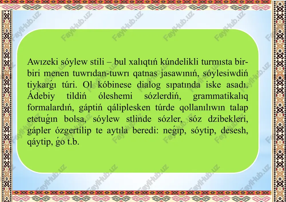 awızeki sóylew stili hám sóylew mádeniyatı - Page 5