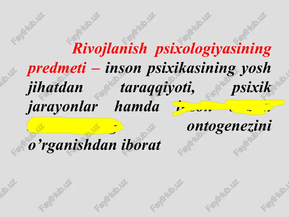 uzoq muddat, hatto o’n yillab tekshiriladilar. longityud metodidan nemis psixologi v. shtern, fransuz psixologi r.zazzo, rus psixologlari n.a.menchinskaya, v.s.muxina, o’zbek psixologi e.goziev va boshqalar ko’p yillardan beri foydalanmoqdalar. mazkur metod orqali bir xil jinsli ( hasan-husan, fotima-zuhra yoki aralash jinsli hasan-zuhra, fotima-husan) egizaklar kuzatiladi test metodi- “test”inglizcha so’z bo’lib sinash tekshirish demakdir. shaxsning aqliy o’sishini, qobiliyatini, irodaviy sifatlari va boshqa psixik xususiyatlarini tekshirishda qo’llaniladigan qisqa standart masala, topshiriq test deb ataladi. test ayniqsa, odamning qanday kasbni egallashi mumkinligi, kasbga yaroqliligi yoki yaroqsizligini, istedodlilar va aqli zaiflarni aniqlashda keng qo’llaniladi. 1905 yildan fransuz psixologi a.bine va uning shogirdi a.simon insonning aqliy o’sishi va iste’dod darajalarini o’lchash imkoniyati borligi g’oyasini ilgari surgandan keyin psixologiyada test metodi qo’llanila boshladi. sosiometrik metod- bu metod kichik guruh a’zolari o’rtasidagi bevosita emosional munosabatlarni o’rganish va ularning darajasini o’lchashda qo’llaniladi. bunda amerikalik sosiolog dj.moreno asos solgan. mazkur metod yordamida muayyan guruh a’zolarining bir-birlari bilan munosabatini aniqlash uchun …