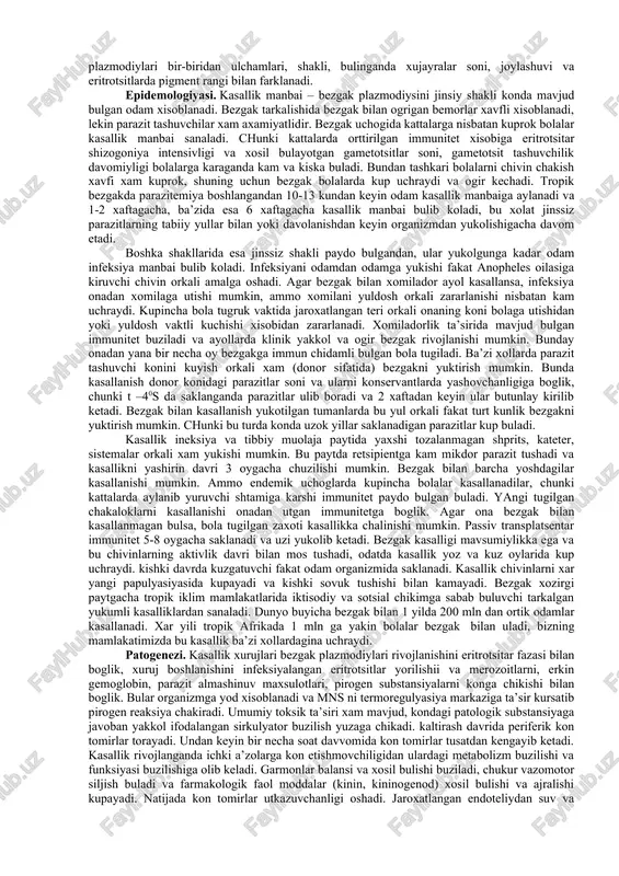asoratlarni keltirib chikaradi. masalan, ichak gelmintlari kuydagi asoratlarini keltirib chikaradi: 1)yiringli jigar va me’da osti bezini abssessi 2) ta’sirilgan ichak sindromi 3) ichak perforatsiyasi (yorilishi) 4)me’da osti bezi va ut yularini tikini 5)temir tankislik kamkonligi. diagnostikasi bolalardagi gelmintozlarni diagnostikasi kliniko-epidemiologik, endoskopik, rentgenologik va laboratoriya ma’lumotlarga asoslanadi. gelmintlarni, ularni fragmentlari, lichinka va tuxumlarni aniklash uchun biologik material bulib najas, peshob, duodenal tarkib, ut, balgam, rektal va perianal shillik, kon, mushak tukimalari xisoblanadi..laborator tekshiruvlar ichida asosiy gelmintlarni lichinka va tuxumlarni najasida aniklash xisoblanadi (najasni 3 marta 2-3 kun tanaffus bilan tekshirish). makroskopik metod bilan ajratilgan gelmintlar, yoki ularni fragmentlari aniklanadi. mikroskopik tekshiruvlarda esa tuxum va lichinkalar aniklanadi. tayokcha bilan probadagi najasdan bulakcha olib buyum oynachasiga kuyiladi. natriy xloridning izitonik eritmasi, suv yoki 50 % glitserin eritmasini kushib yaxshilab suriladi. sung ikkita surtma kilib yopkich oyna bilan yopib mikroskopiya kilinadi. bu metod kam zararlanganda yaxshi effekt bermaydi. kam xajimli proba tarkibida xamma tuxumlar …