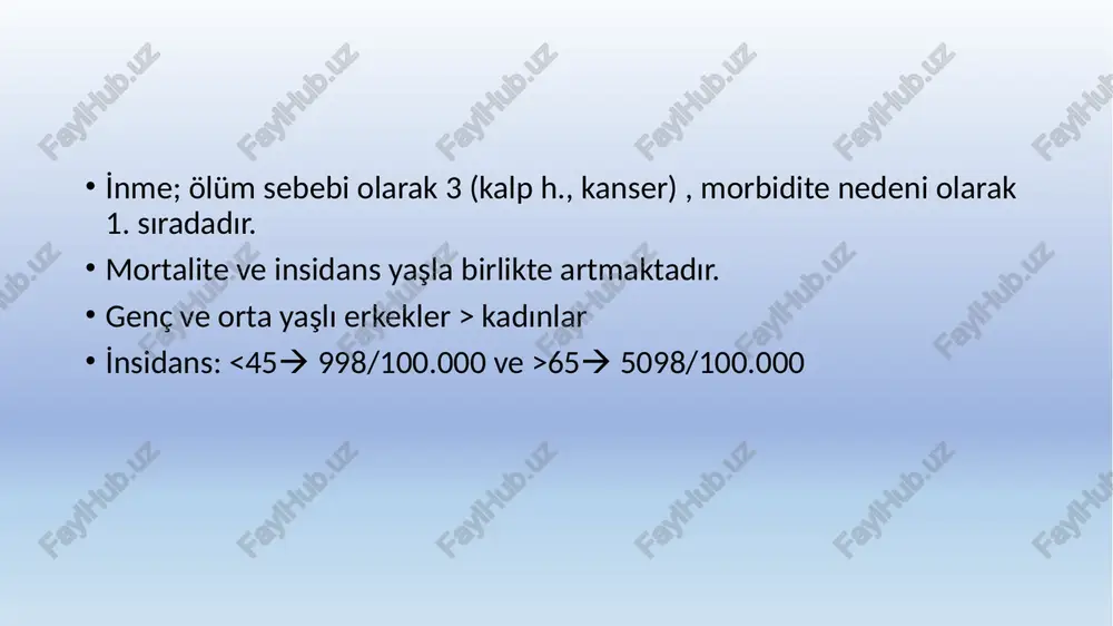 rehabilitasyon; en erken dönemde başlamalı ve hedefe yönelik aktiviteleri içermelidir. geç başlangıçlı rehabilitasyon kötü prognoz göstergesi olarak düşünülür. akut bakim pozisyonlama ödem kontrolü aile eğitimi hemiplejik tarafın ihmalini önleme ortezleme gerekliyse göğüs fizyoterapisi erken ambulasyon ve mobilizasyon konvansi̇yonel tedavi̇ler konvansiyonel yöntemler normal eklem hareketi kuvvetlendirme mobilizasyon kompanse edici yöntemler nörofi̇zyoloji̇k yaklaşimlar brunnstrom bobath margaret johnstone diğer yöntemler spasti̇si̇te tedavi̇si̇ medikal ajanlar pozisyonlama buz elektrik stimülasyonu pnf (proprioseptif nöromusküler fasilitasyon) biofeedback basınç splintleri uzun süreli germe kinesiotape manuel yaklaşımlar vibrasyon (antagonist kasa) cerrahi girişimler teşekkürler… image1.jpeg image2.jpeg image3.jpeg image4.jpeg image5.jpeg image6.jpeg image7.jpeg image8.jpeg image9.jpeg image10.jpeg image11.jpeg image12.jpeg image13.jpeg image14.jpeg image15.jpeg image16.jpeg image17.jpeg image18.jpeg image19.jpeg image20.jpeg image21.jpeg image22.jpeg image23.jpeg image24.jpeg image25.jpeg image26.jpeg image27.jpeg image28.jpeg image29.jpeg image30.jpeg an ischemic stroke occurs when a hemorrhagic stroke occurs when ‘blood cot blocks the blood fow ‘a blood vessel bursts within the brain inan artery within the brain, ischemic stroke blocked artery normal arter thrombotic stroke …