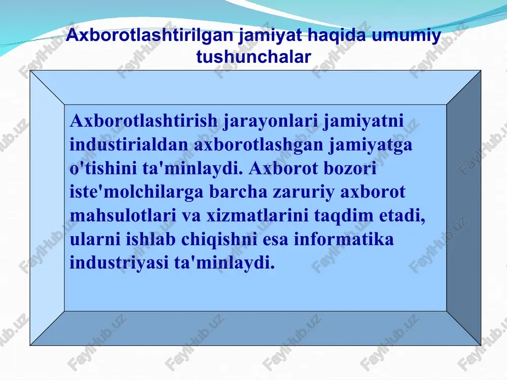 5, 16.10.2012 zamonaviy axborot-kommunikatsiya texnologiyalarini yanada joriy etish va rivojlantirish chora-tadbirlari to'g'risida. pq-1730-son (21.03.2012 y.) alisher navoiy nomidagi o'zbekiston milliy kutubxonasi — axborot resurs markazi faoliyatini tashkil etish chora-tadbirlari to'g'risida (20.03.2012 y.) o'zbekiston respublikasida axborotni kriptografik muhofaza qilishni tashkil etish chora-tadbirlari to'g'risida (2007 y.) respublika aholisini axborot-kutubxona bilan ta'minlashni tashkil etish to'g'risida (2006 y.) o'zbekiston respublikasining jamoat ta'lim axborot tarmog'ini tashkil etish to'g'risida (2005 y.) axborot-kommunikatsiya texnologiyalarini yanada rivojlantirishga oid qo'shimcha chora-tadbirlar to'g'risida (2005 y.) axborot texnologiyalari sohasida kadrlar tayyorlash tizimini takomillashtirish to'g'risida (2005 y.) kompyuterlashtirishni yanada rivojlantirish va axborot-kommunikatsiya texnologiyalarini joriy etish to'g'risida (2002 y.) vazirlar mahkamasi qarorlari * joylarda kompyuterlashtirish va axborot-kommunikatsiya texnologiyalarini yanada rivojlantirish uchun shart-sharoitlar yaratish chora-tadbirlari to'g'risida (2012 y.) davlat va xo'jalik boshqaruvi, mahalliy davlat hokimiyati organlari xodimlarining malakasi va ko'nikmalarini oshirishga doir qo'shimcha chora-tadbirlar hamda ularni ishda kompyuter texnikasi va axborot-kommunikatsiya texnologiyalaridan foydalanish yuzasidan attestatsiyadan o'tkazish tartibi to'g'risida (2011 y.) internet tarmog'ida o'zbekistonrespublikasining hukumat …