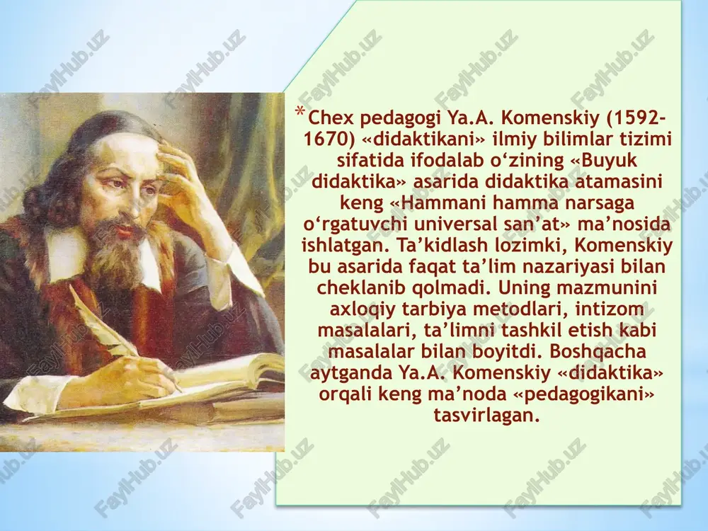 ‘quv dasturlarini joriy etish jarayonida zamonaviy pedagogik texnologiyalar, o‘qitishning innovatsion shakllari va usullari, axborot-kommunikatsiya texnologiyalari qo‘llaniladi. ta’lim jarayoniga o‘quv rejalari va o‘quv dasturlarini joriy etish chog‘ida ta’lim tashkilotlari kredit-modul tizimiga asoslangan o‘qitish texnologiyalaridan foydalanishi mumkin. o‘quv rejasida, qoida tariqasida, ta’lim jarayonining jadvali, o‘qitishning boshlanishi, muddati va davriyligi, o‘quv yillari, choraklar, semestrlar, amaliyot, ta’tillar hamda attestatsiya, ajratilgan haftalar soni, o‘rganiladigan fanlar (modullar) va ularga ajratilgan soatlar (kreditlar) hamda boshqa zarur parametrlar aks ettiriladi. ta’lim oluvchilarning amaliyotni o‘tash tartibi va uni tashkil etish ta’lim sohasidagi vakolatli davlat boshqaruvi organlari tomonidan belgilanadi. o‘quv rejalariga davlat boshqaruvi organlarining topshiriqlariga asosan va ushbu qonunda nazarda tutilmagan boshqa yo‘l bilan qo‘shimcha fanlarni kiritishga yo‘l qo‘yilmaydi. o’quv dasturi — har bir alohida fan uchun o’quv dasturi tuziladi. dastur o’quv rejasiga asoslanadi. fanning maqsadidan, o’quv rejasi bo’yicha ajratilgan soat va bilim hajmi uning tizimi mavjud jamiyatning g’oyaviy-siyosiy yo’nalishini o’zida aks ettiradigan davlat hujjatidir. darslik. darslik o’quv jarayonining asosi. …