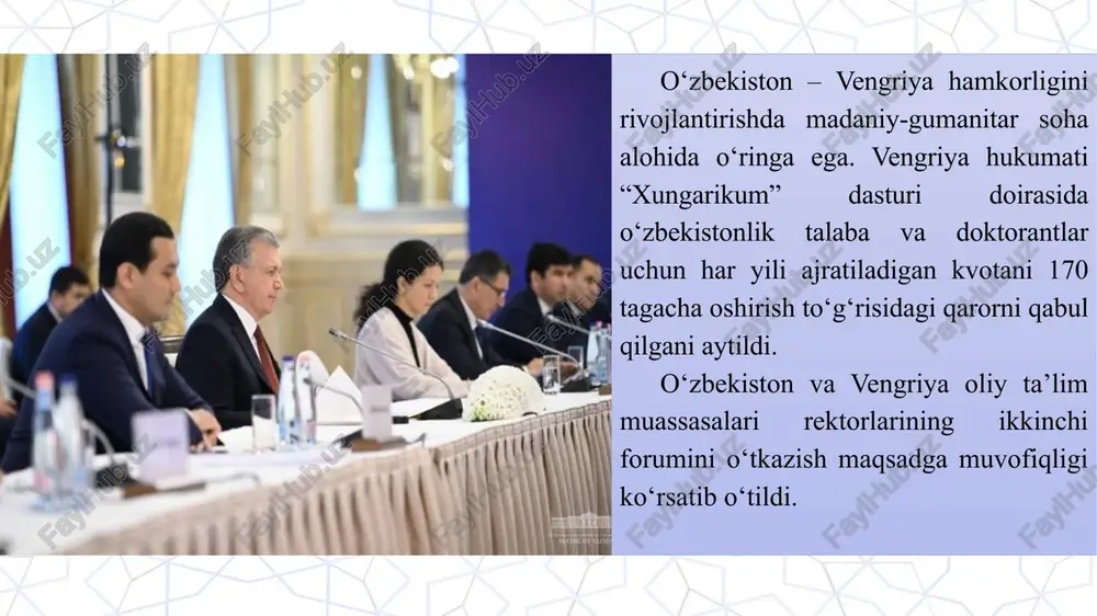 rasidir. bu har tomonlama komil muhandislik inshooti, buxoroning sathidan 47 metrga ko’tarilib turgan ulkan minoradir. o’zbekistonda eng baland bo’lgan ushbu minora tepaga chiqqan sari sal ingichkalashib boradi, uning dumaloq aylanasidan o’rab turgan halqalar turli rangdagi sirlangan g’ishtchalar bilan bezatilgan. shu bilan birga minoradagi naqshlarning turli-tumanligi va takrorlanib kelishi sodda va komil me’morchilik shakllarini boyitadi. xiva xiva — muzey-shahar, lekin rim shahri kabi aholi yashaydigan shahardir. sharqning ko’pgina shaharlari kabi xiva amudaryoning quyi oqimida joylashgan xeyvak nomli suv havzasi yonida barpo etilgan bo’lib, xorazm vohasining sug’oriladigan yerlarida rivojlanib kelgan. arxeologik tadqiqoitlarning ko’rsatishicha, shahar kamida 2500 yoshga kirgan. bularning hammasi yunesko tashkilotiga xivani qo’riqxona ahamiyatidagi shahar deb e’lon qilishga, shaharning ichki qismi bo’lgan ichan-qal’ani esa jahon ahamiyatidagi tarixiy yodgorlik deb e’tirof etishga asos bergan. shaxrisabz shahrisabz — amir temur shahri, bu yerda hamma narsa u yoki bu tarzda uning nomi bilan bog’liq. bu yerda uning otasi muhammad tarag’ay va ma’naviy ustozi shamsiddin …
