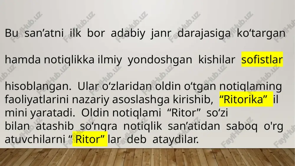 qituvchisi), "notiq uchun ko'rsatmalar" (institutio oratoria) muallifi - qadimdan bizgacha yetib kelgan eng to'liq notiqlik darsligi. ushbu kitob tsitseronning yozuvlari bilan birga barcha ritorik maktablarda o'rganildi. kvintilian nafaqat yuqori rim jamiyati didining vakili, balki adabiy uslubning islohotchisi, lotin tili muammolarining tadqiqotchisi bo'ldi . mark fabius kvintilianning pedagogik g'oyalari tahlili pedagogika tarixi bo'yicha darsliklar va antologiyalarda, shuningdek, antik adabiyot tarixiga oid asarlarda juda kam uchraydi. buyuk sovet entsiklopediyasida mark fabius kvintilian asarlari tadqiqotchisi deb atalgan t.i.kuznetsovaga kelsak, u mark fabius kvintilianni o‘qituvchidan ko‘ra ko‘proq notiq sifatida, shuningdek, qadimgi yunoniston va qadimgi rimning barcha notiqlik san’atlari bilan qiziqadi. kvintiliyaning kelib chiqishiga kelsak, manbalar turlicha. ba'zilar uni ispaniyadagi eng olijanob oilalardan birida tug'ilgan deb da'vo qilsalar, boshqalari kvintilian kambag'al va kamtar oiladan ekanligini ta'kidlaydilar. bir narsa aniq - uning otasi ham, bobosi ham ritorik bo'lgan . rimda u o'zini sud notiqlik martabasiga tayyorlab, ta'lim olgan . imperatorlar vespasian , titus va domitian davrida …