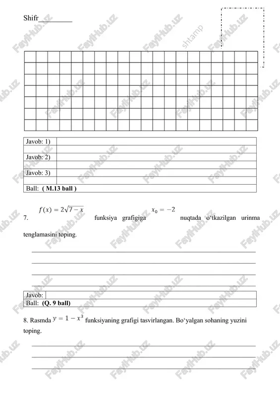 matematika fanidan yakuniy davlat attestatsiya imtihoni - Page 5